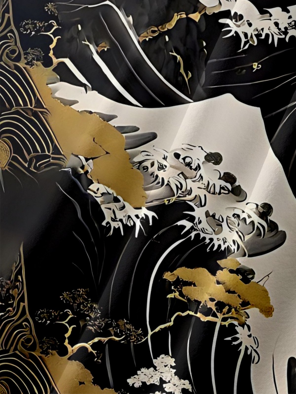 Moisture-wicking Japanese Ukiyo-e Wave Chest Pocket Hawaiian Shirt