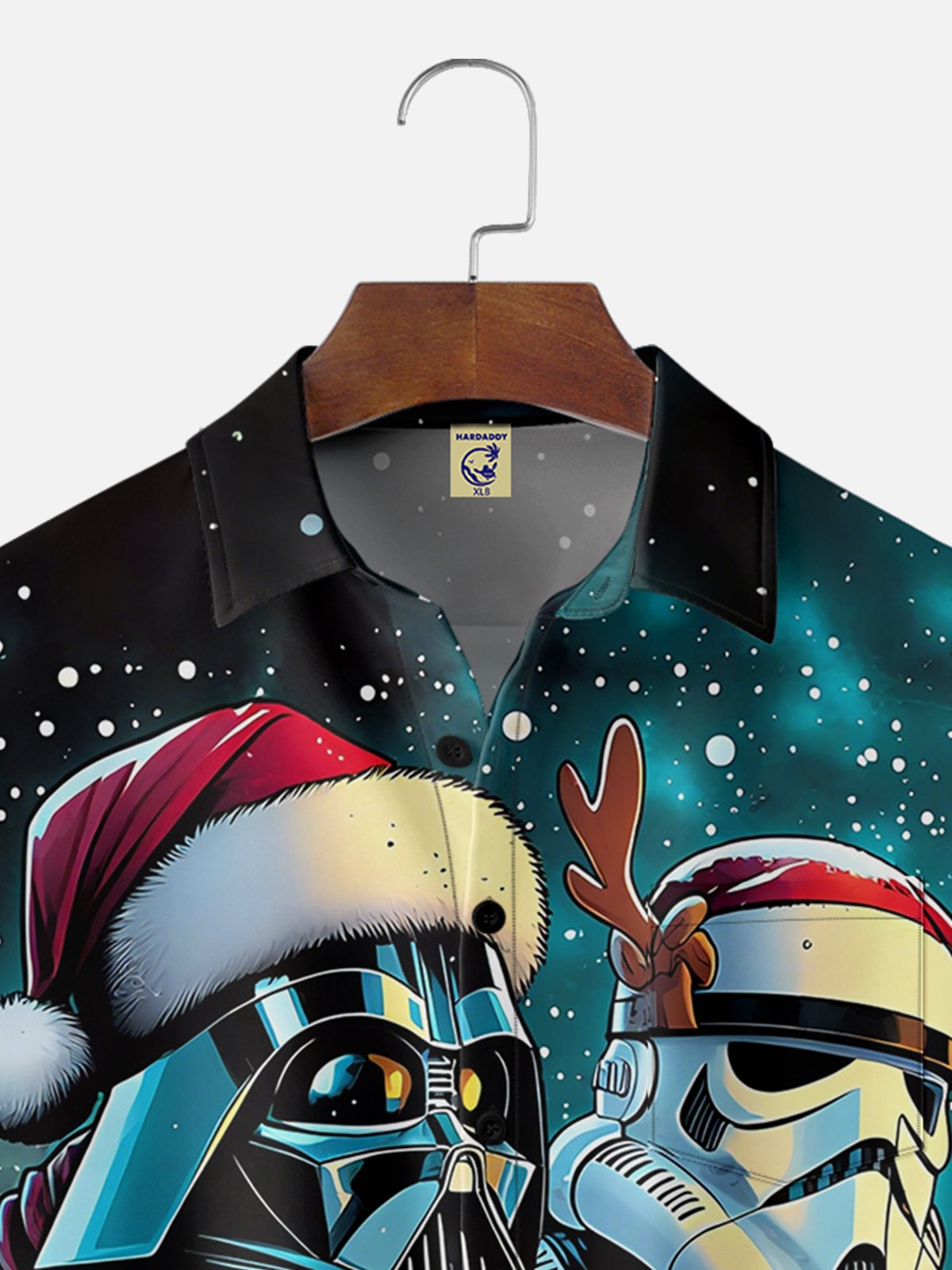 Big size Moisture-Wicking Christmas Star Robot Chest Pocket Hawaiian Shirt