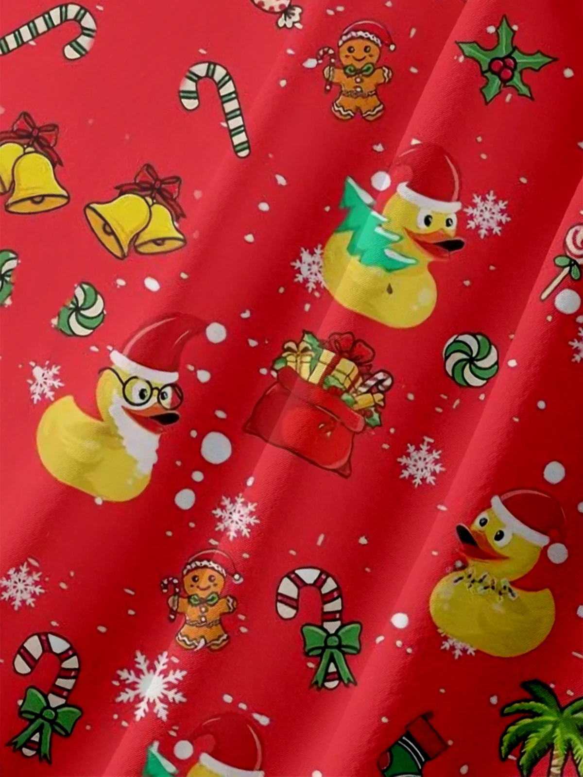 Moisture-wicking Christmas Yellow Duck Coconut Tree Chest Pocket Casual Shirt