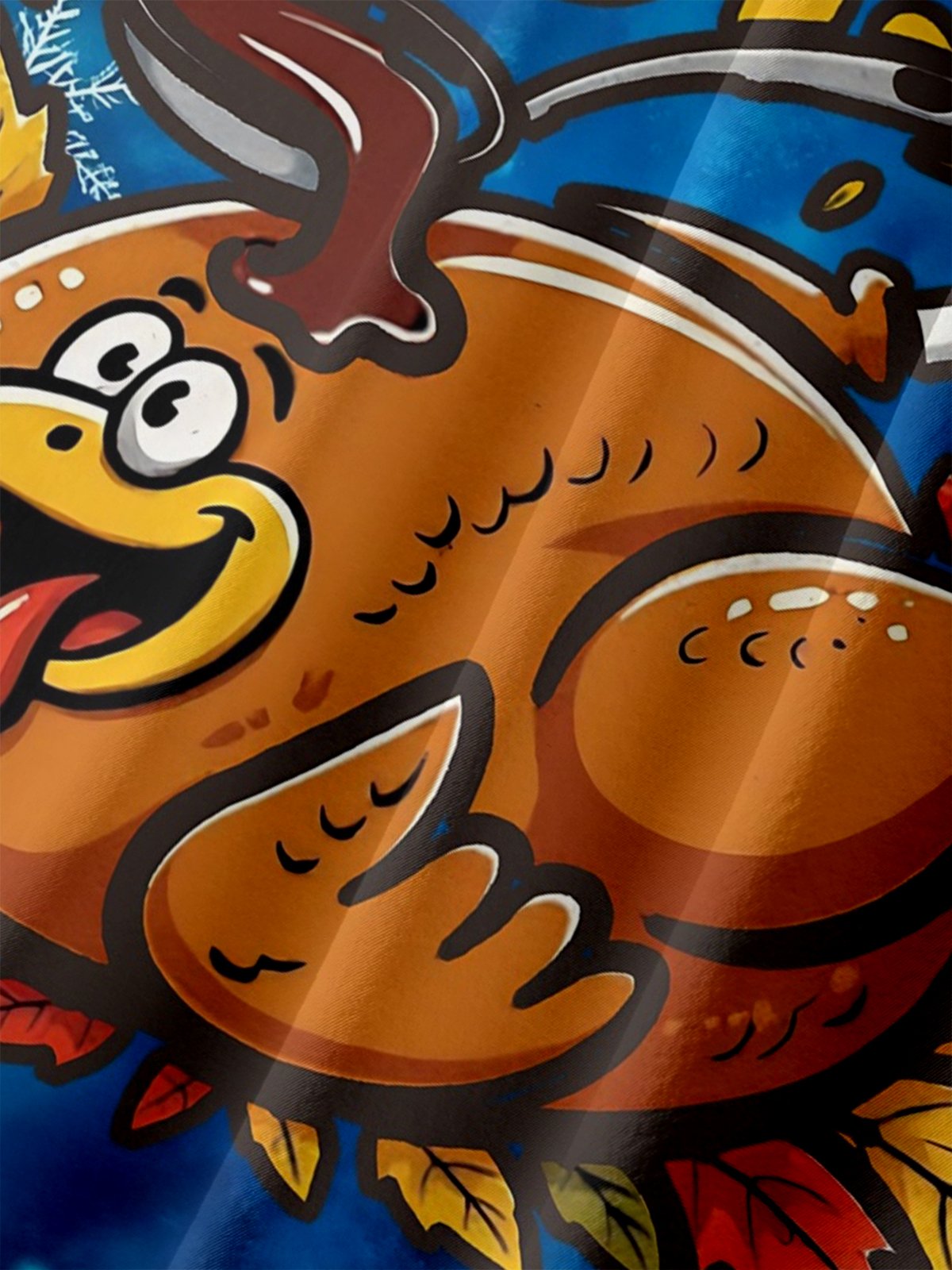 Big Size Moisture Wicking Thanksgiving Fun Turkey Chest Pocket Hawaiian Shirt