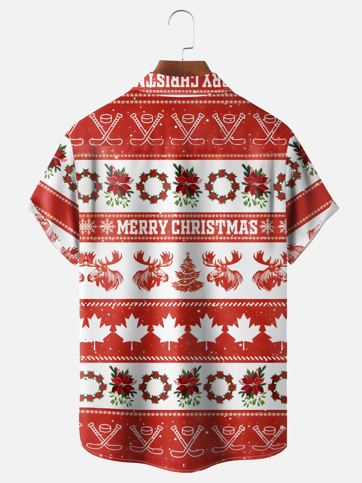 Moisture-wicking Canada Merry Christmas Maple Leaves Chest Pocket Casual Shirt
