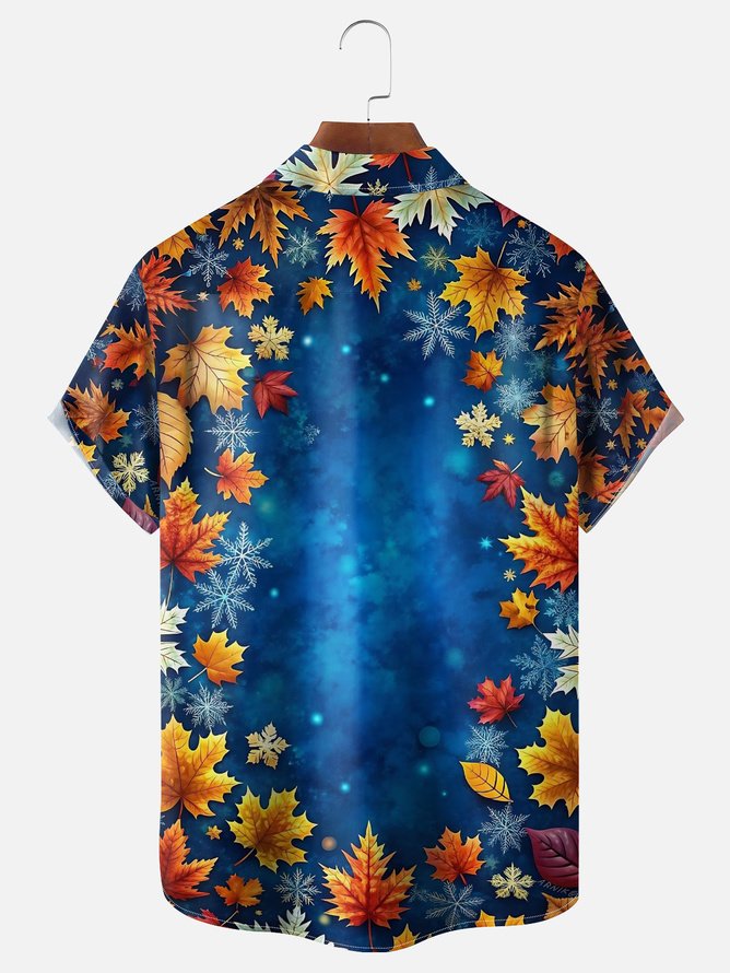 Tall Size Moisture Wicking Thanksgiving Fun Turkey Chest Pocket Hawaiian Shirt