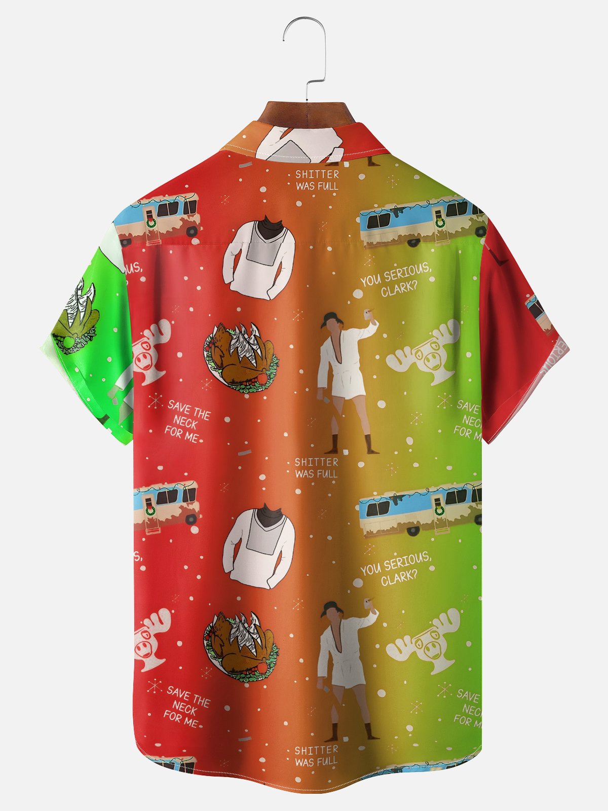 Moisture Wicking Crazy Christmas Vacation Eddie Chest Pocket Hawaiian Shirt