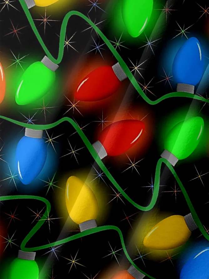 Tall Size Moisture Wicking Artistic Christmas Merry Christmas Lights Chest Pocket Hawaiian Shirt