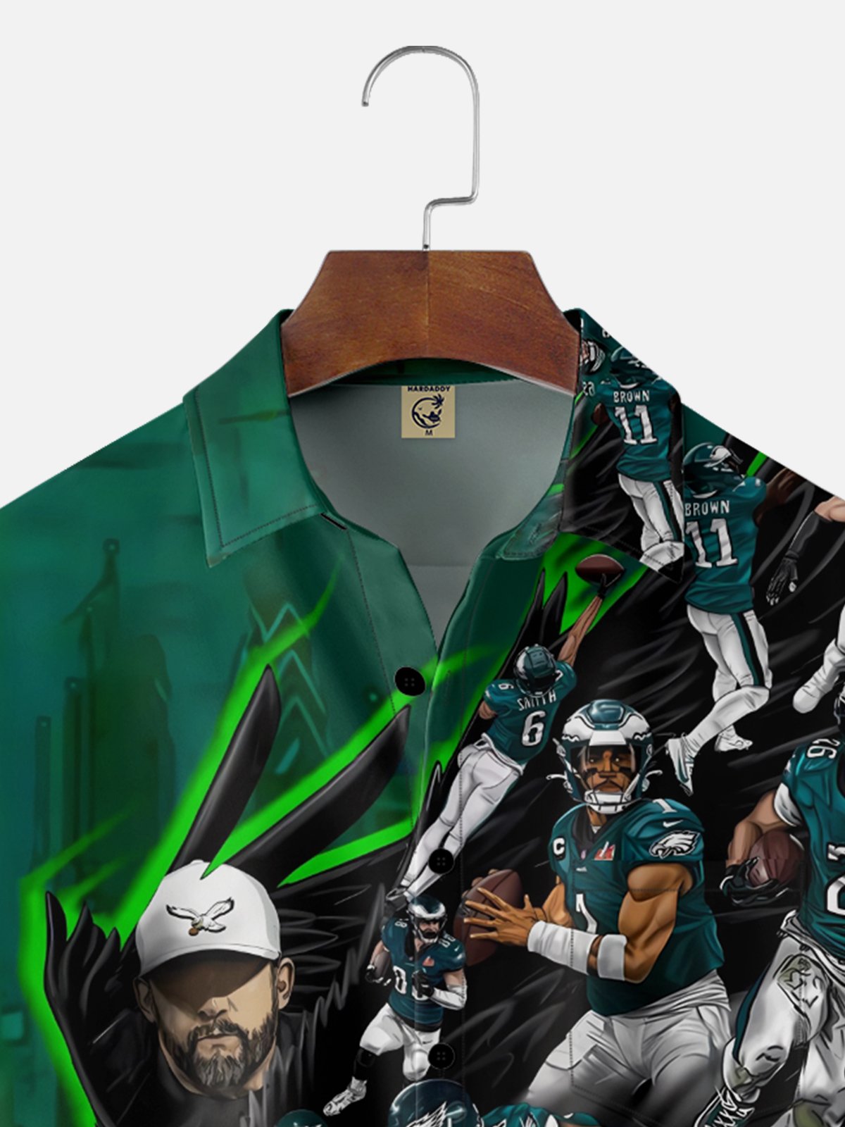 Moisture-Wicking American Football Philadelphia Art Eagles Chest Pocket Casual Shirt