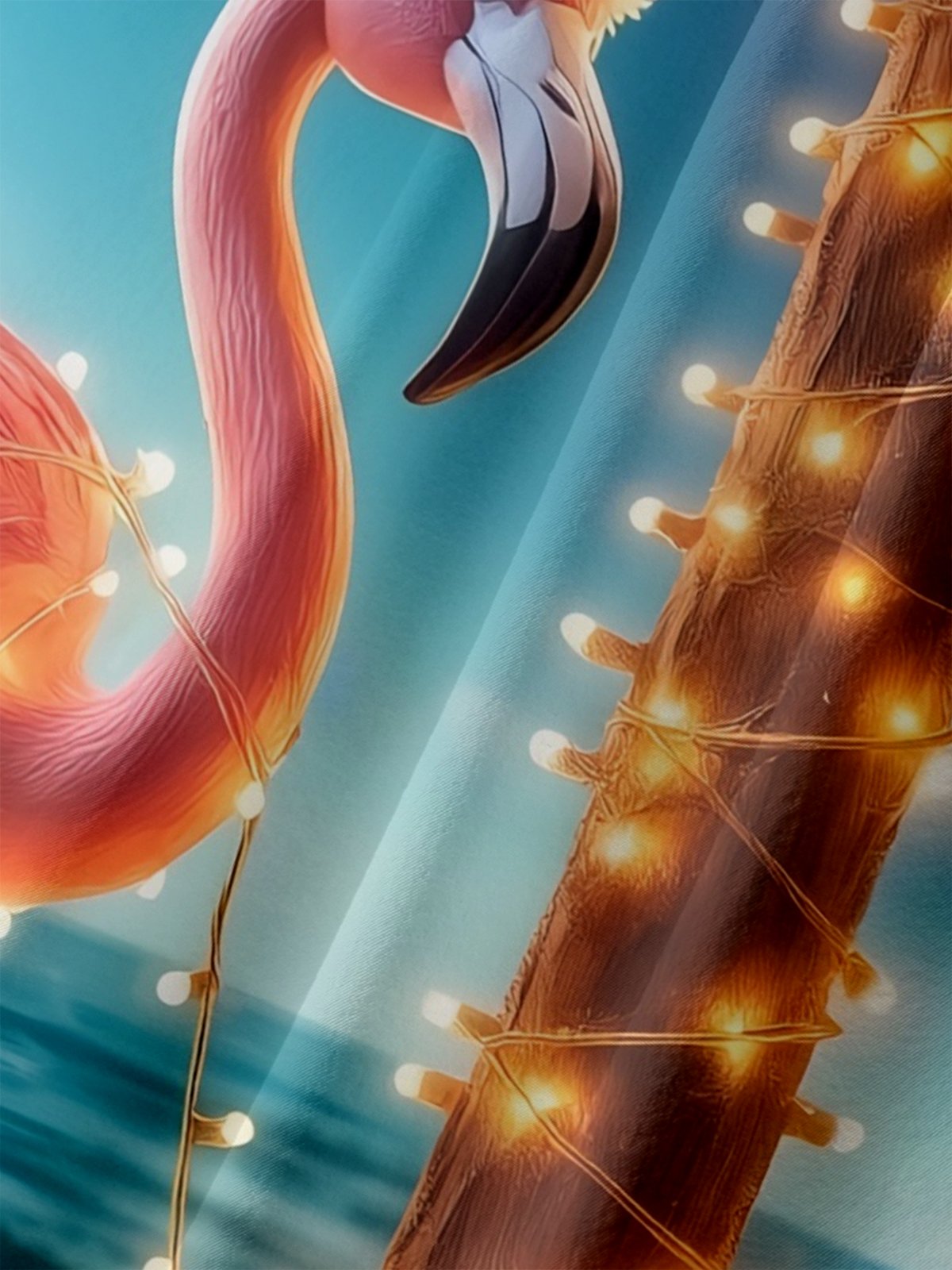 Big Size Moisture-wicking Christmas Flamingo Coconut Tree Chest Pocket Casual Shirt