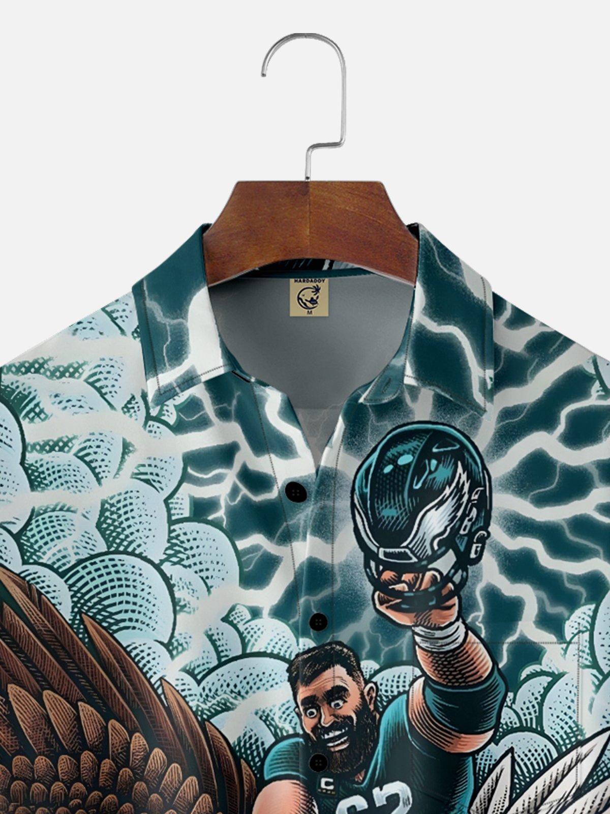 Moisture-Wicking American Football Philadelphia Art Eagles Chest Pocket Casual Shirt