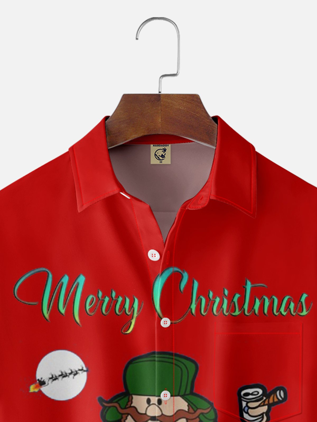 Moisture Wicking Crazy Christmas Vacation Eddie Chest Pocket Hawaiian Shirt