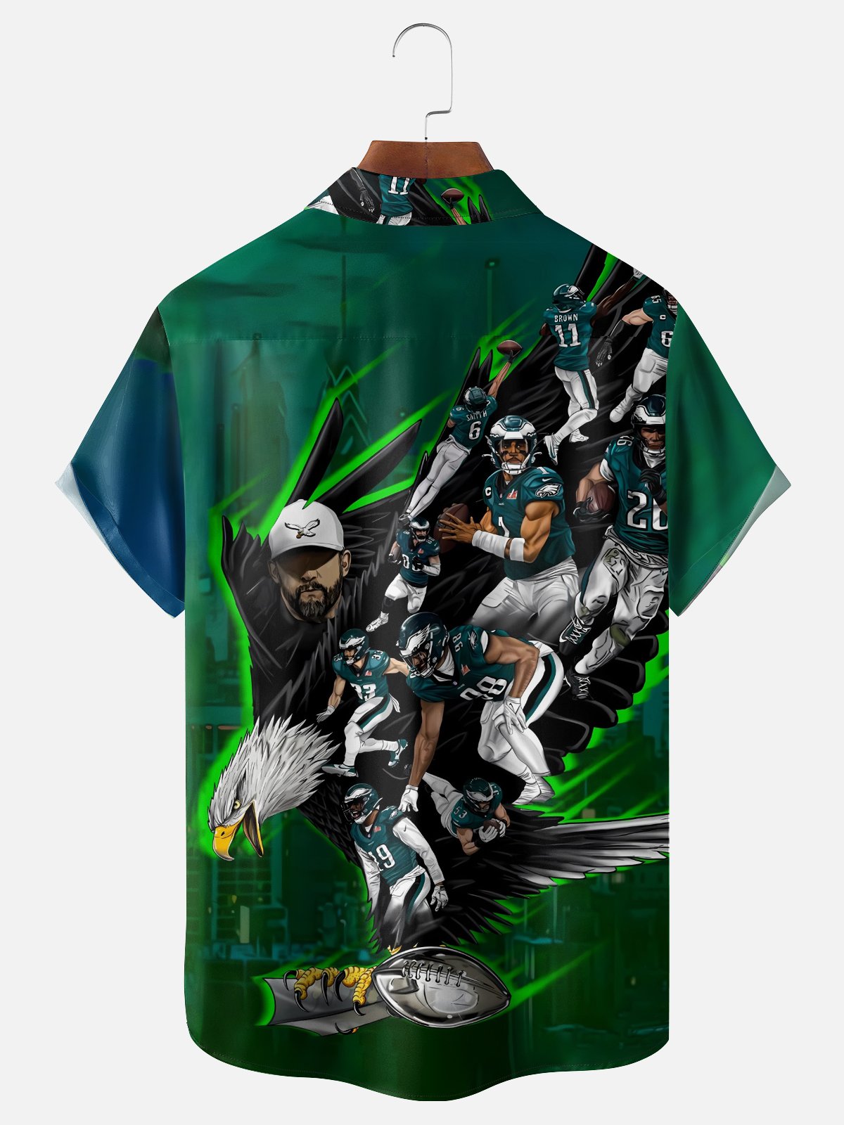 Moisture-Wicking American Football Philadelphia Art Eagles Chest Pocket Casual Shirt