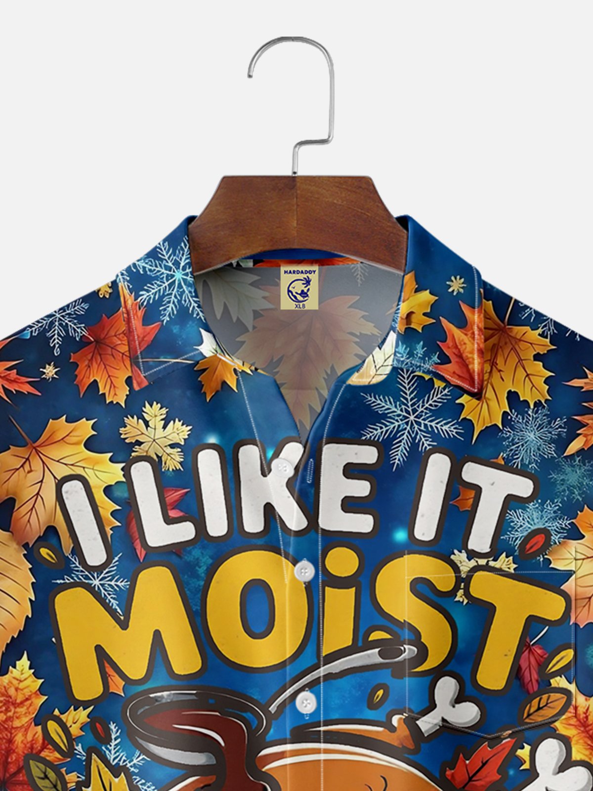 Big Size Moisture Wicking Thanksgiving Fun Turkey Chest Pocket Hawaiian Shirt