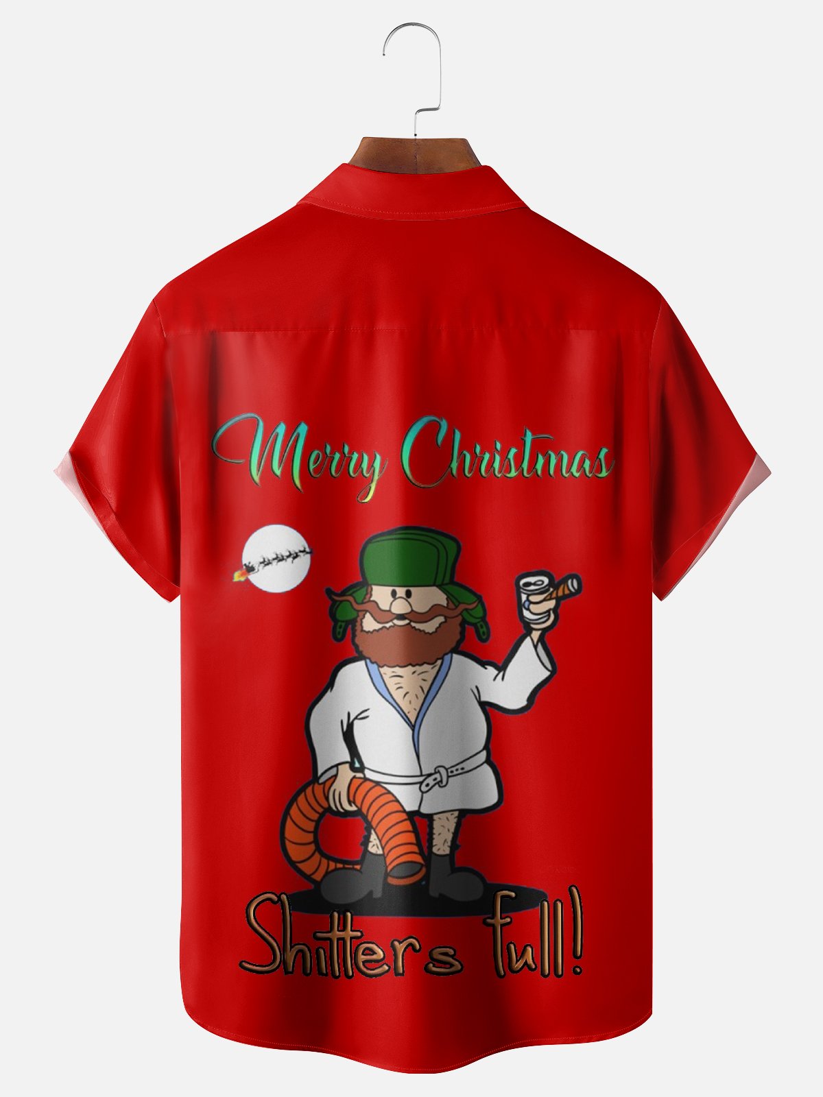 Moisture Wicking Crazy Christmas Vacation Eddie Chest Pocket Hawaiian Shirt