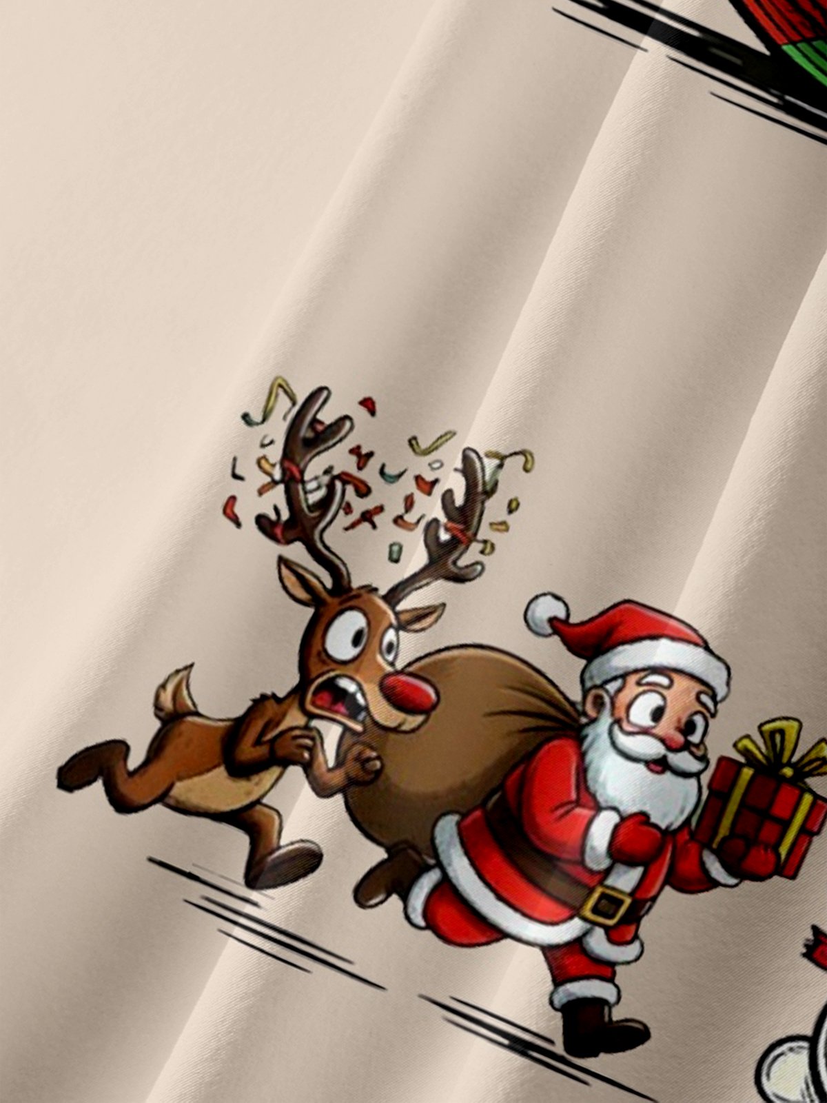 Moisture Wicking Santa Claus Gingerbread Man Snowman Chest Pocket Hawaiian Shirt