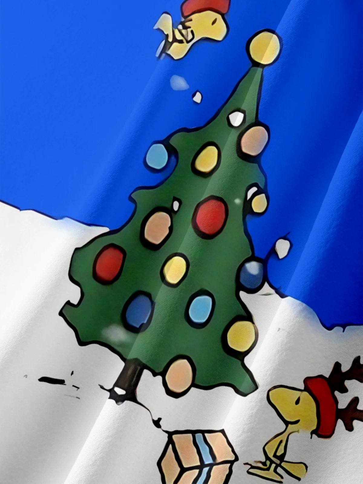 Tall Size Moisture-wicking Christmas Red House Christmas Tree Fun Chest Pocket Casual Shirt