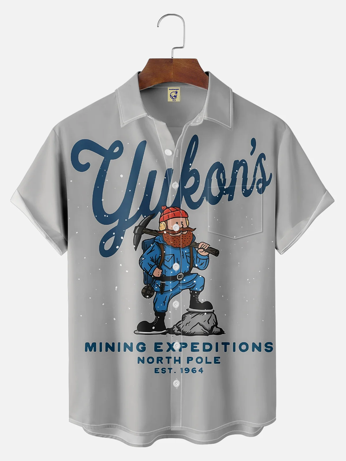 Big Size Moisture Wicking Christmas Chest Pocket Hawaiian Shirt