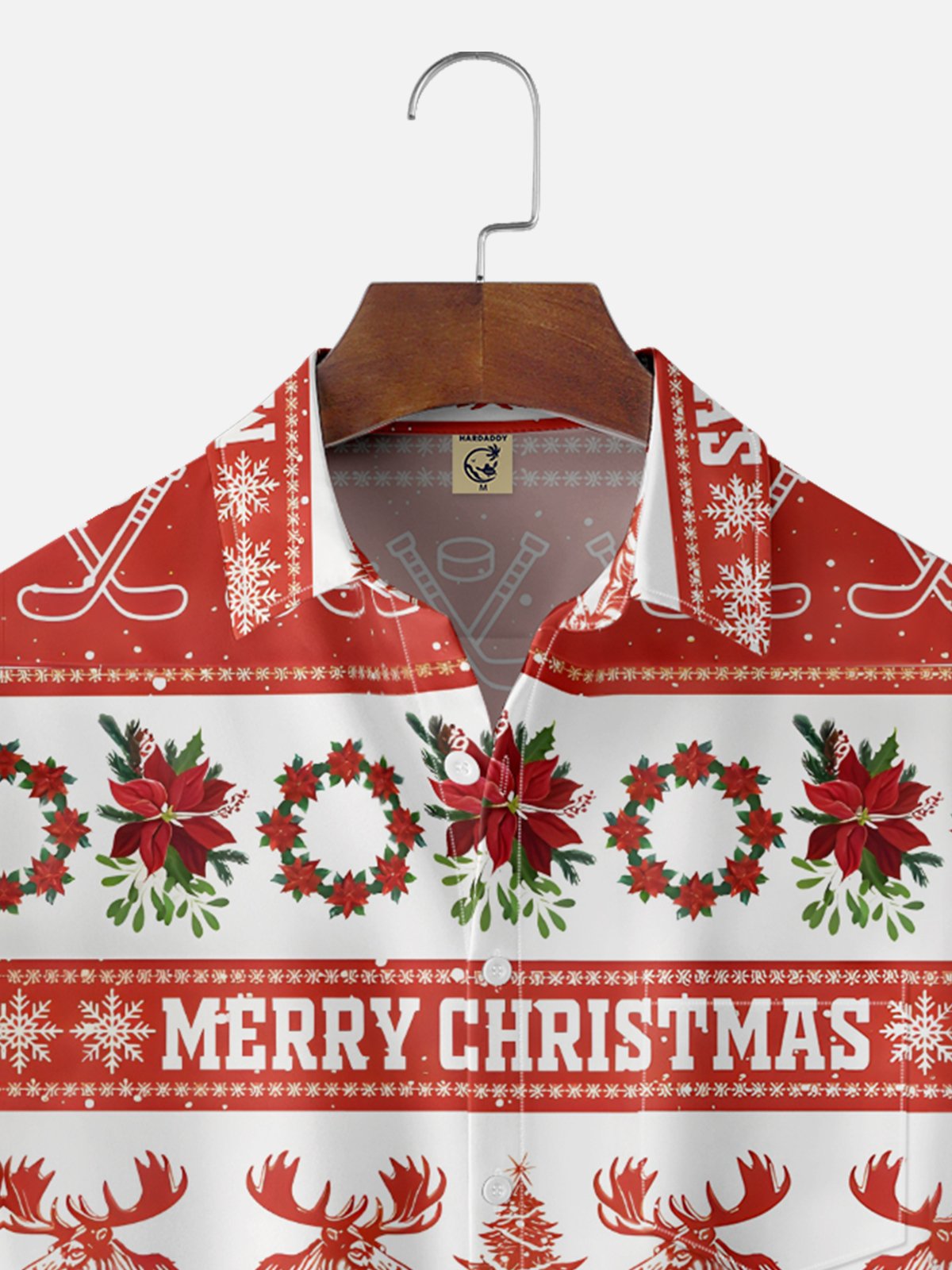 Moisture-wicking Canada Merry Christmas Maple Leaves Chest Pocket Casual Shirt