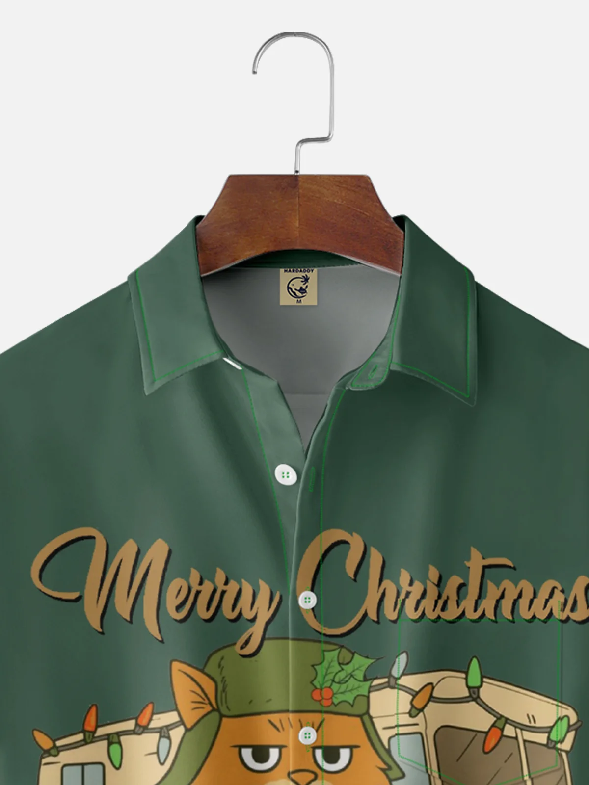 Moisture Wicking Crazy Christmas Vacation Eddie Cat Chest Pocket Hawaiian Shirt