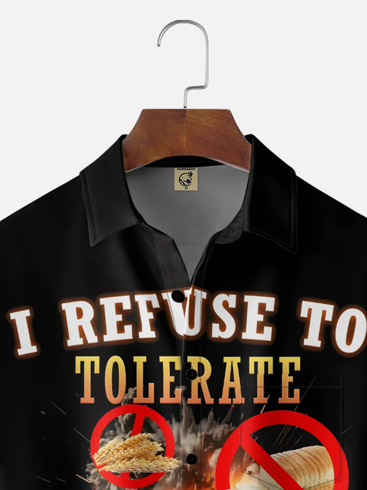 Moisture-wicking Cat I Refuse To Torelate Gluten It Makes My Tummy Hurt Chest Pocket Casual Shirt