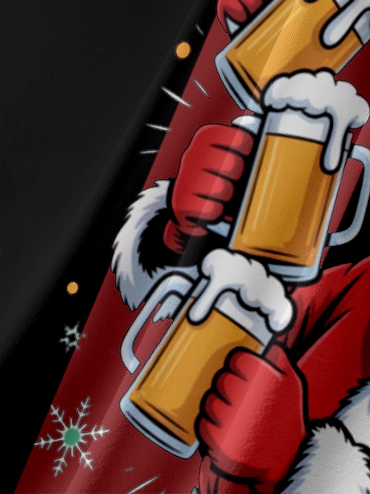 Moisture Wicking Christmas Beer Santa Claus Chest Pocket Bowling Holiday Shirt