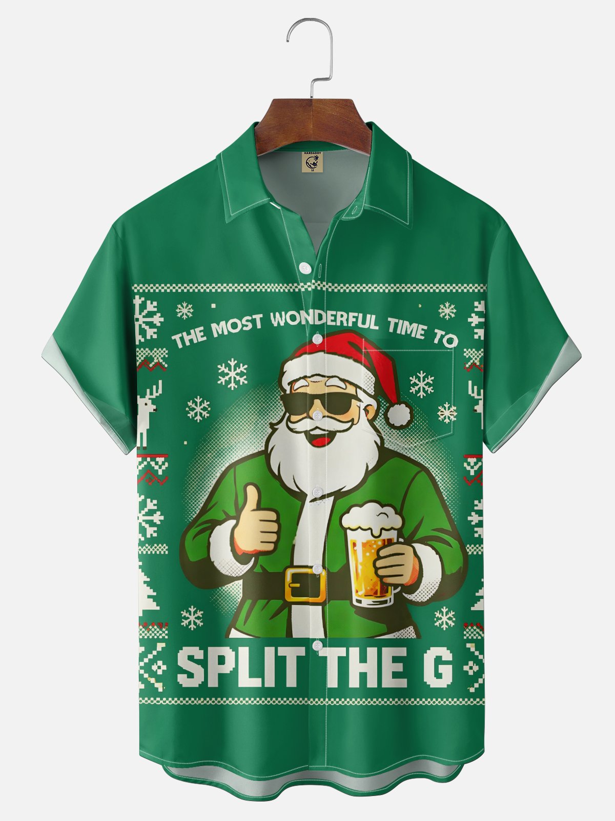 Moisture Wicking Beer Christmas Chest Pocket Holiday Shirt