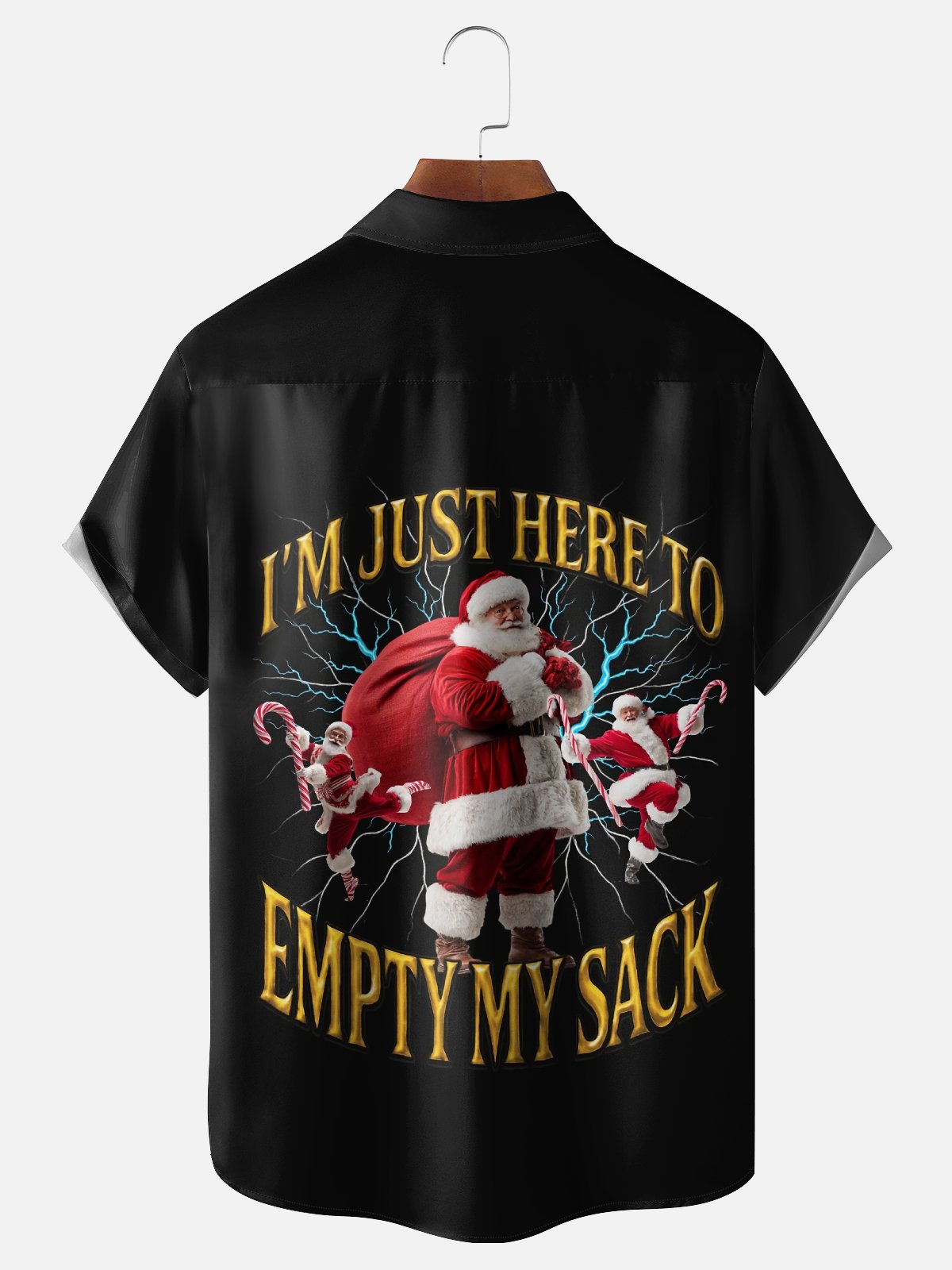 Moisture-wicking Christmas Santa Claus Chest Pocket Casual Shirt