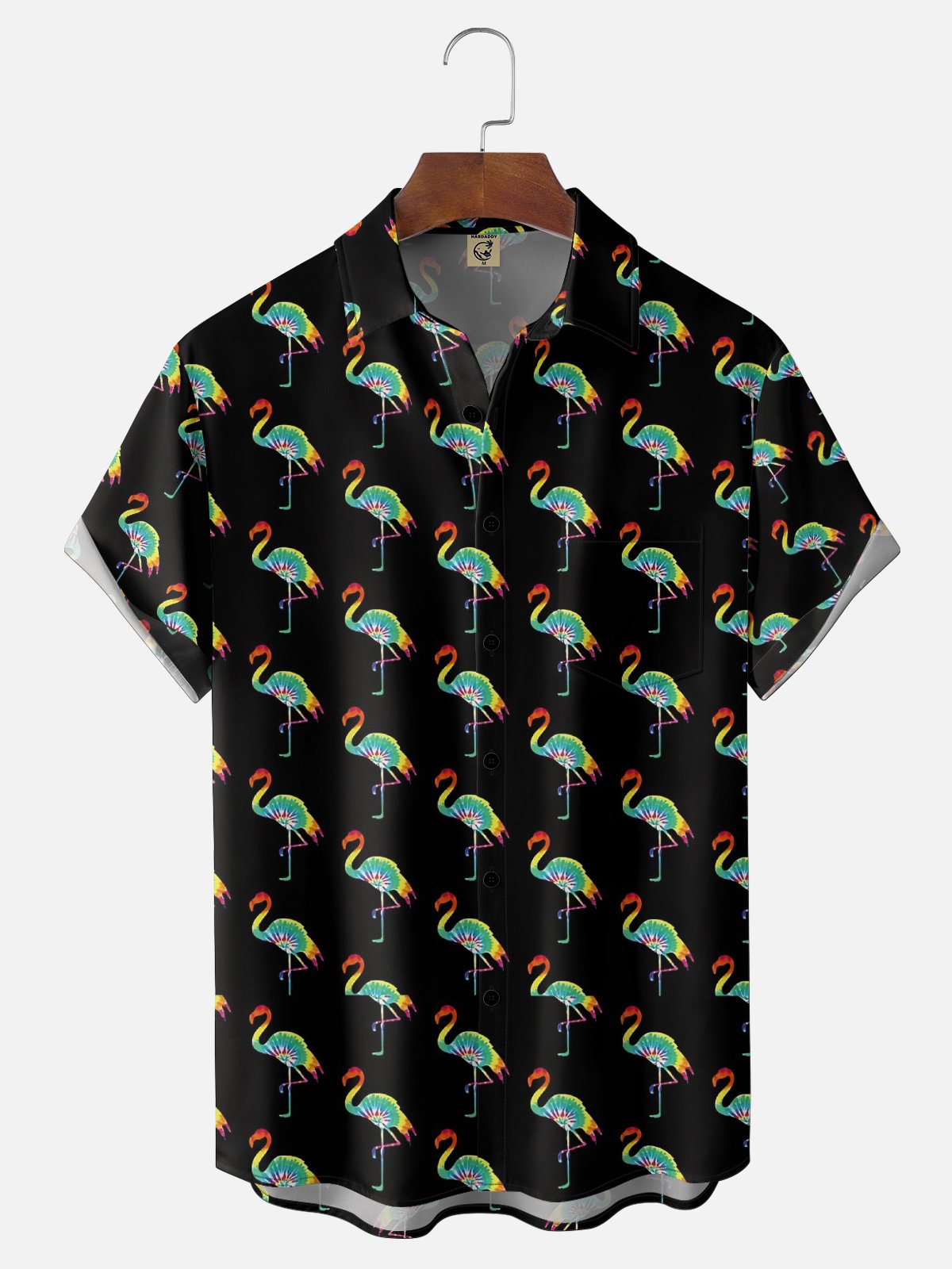 Moisture-wicking Flamingo Chest Pocket Hawaiian Shirt