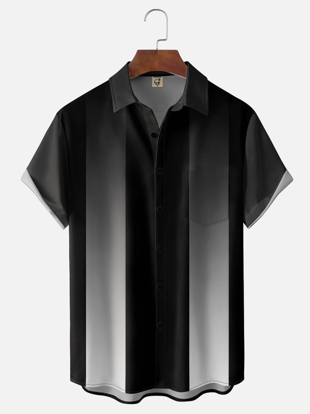 Moisture-wicking Gradient Color Chest Pocket Bowling Shirt