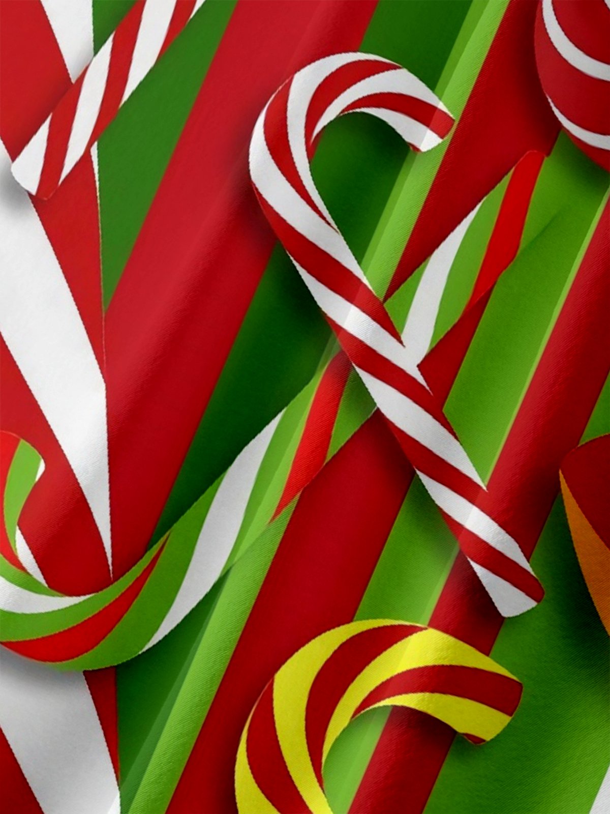 Big Size Moisture-wicking Christmas Candy Canes Pocket Casual Shirt