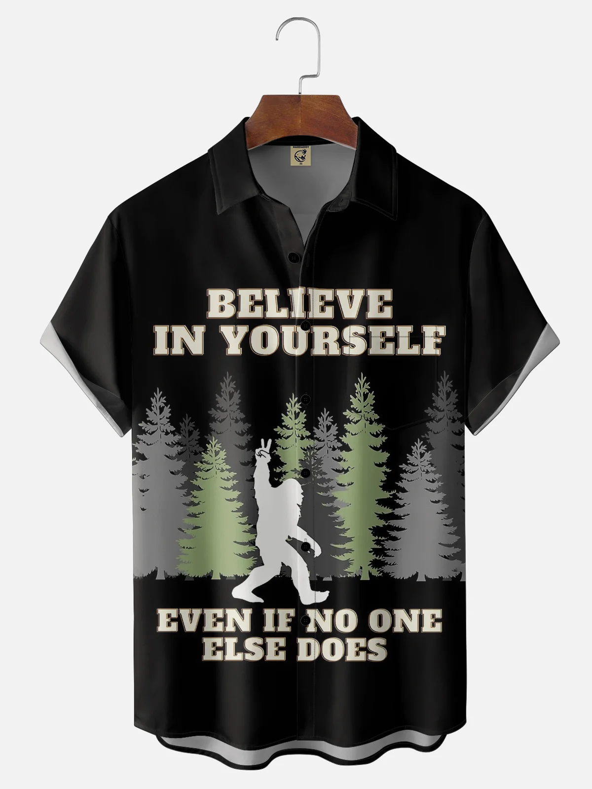 Moisture-wicking Believe In Yourself Even If No One Else Does Bigfoot Chest Pocket Hawaiian Shirt