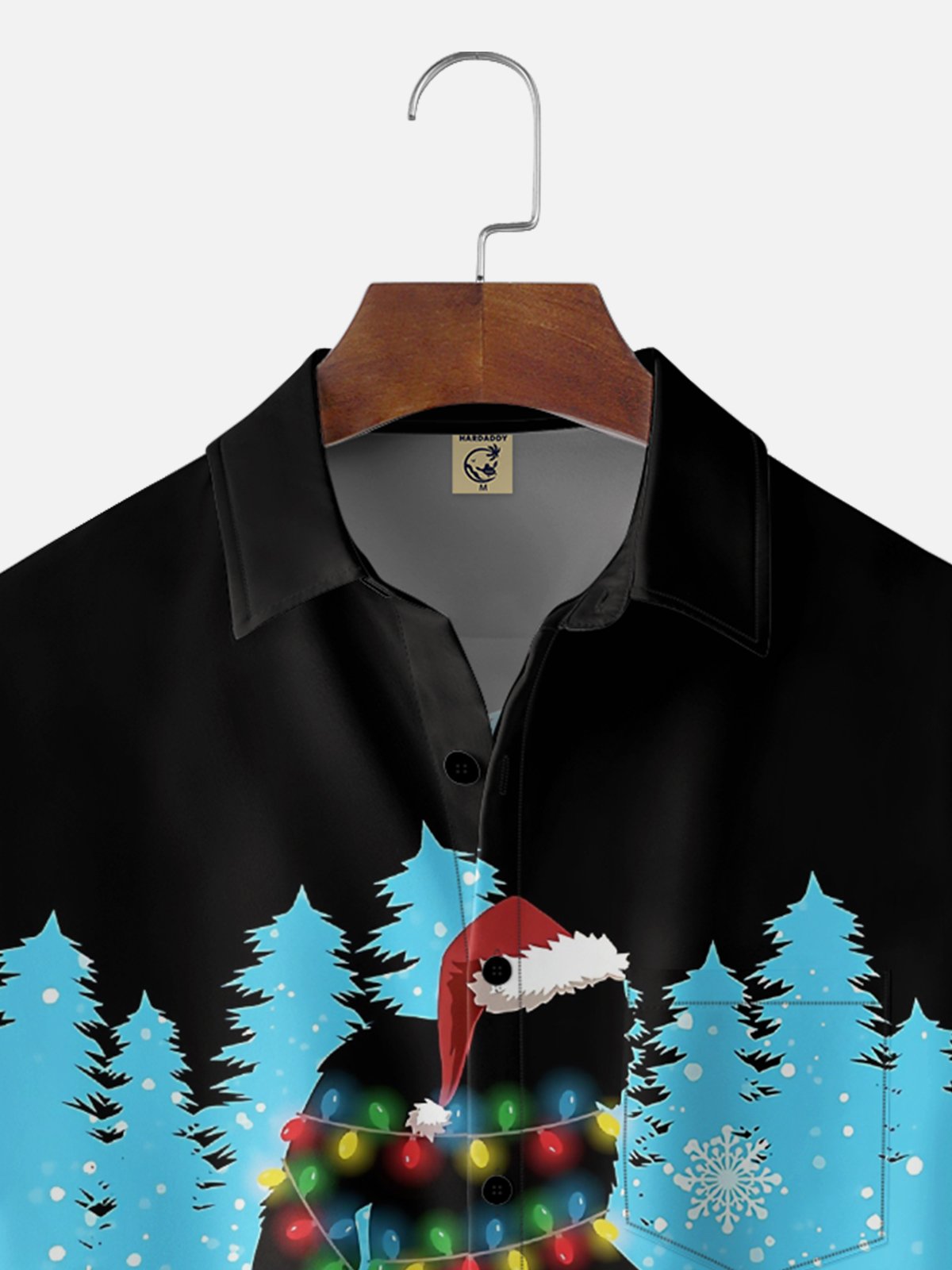 Moisture-wicking Christmas Bigfoot Squrtching Through The Snow Chest Pocket Holiday Shirt