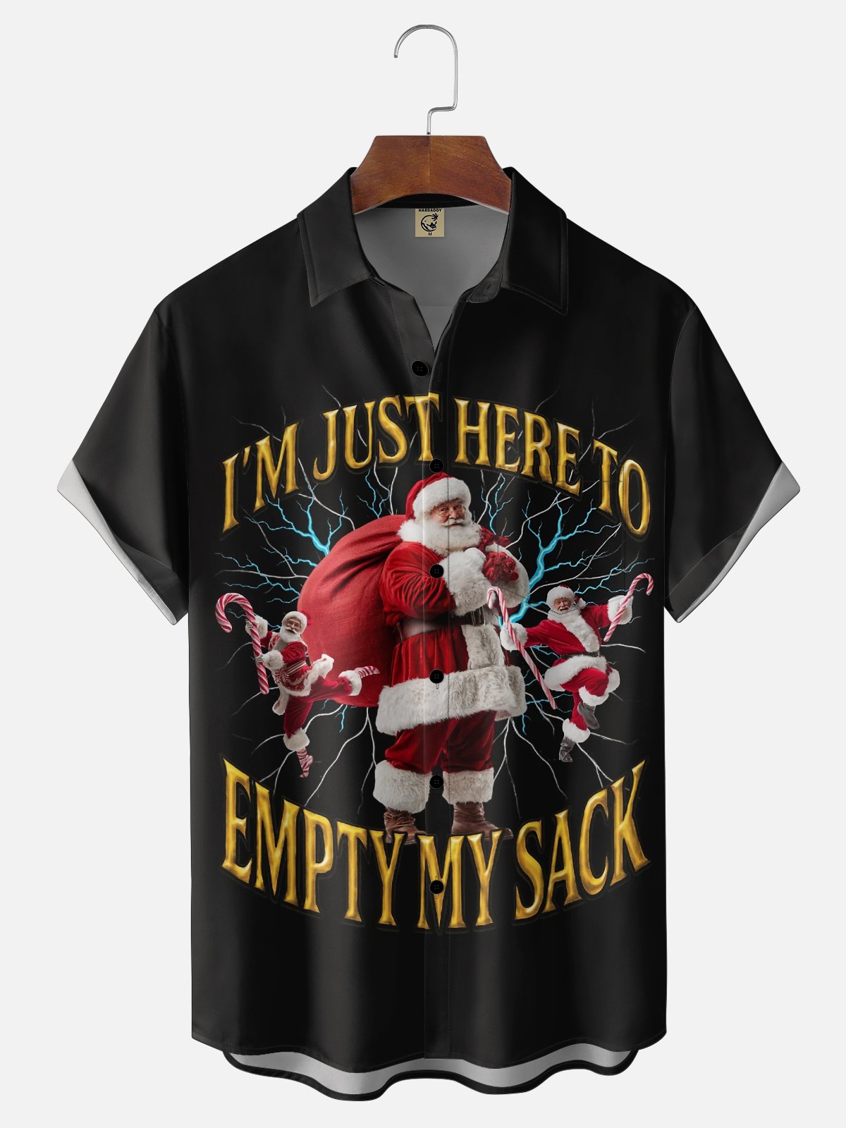 Moisture-wicking Christmas Santa Claus Chest Pocket Casual Shirt