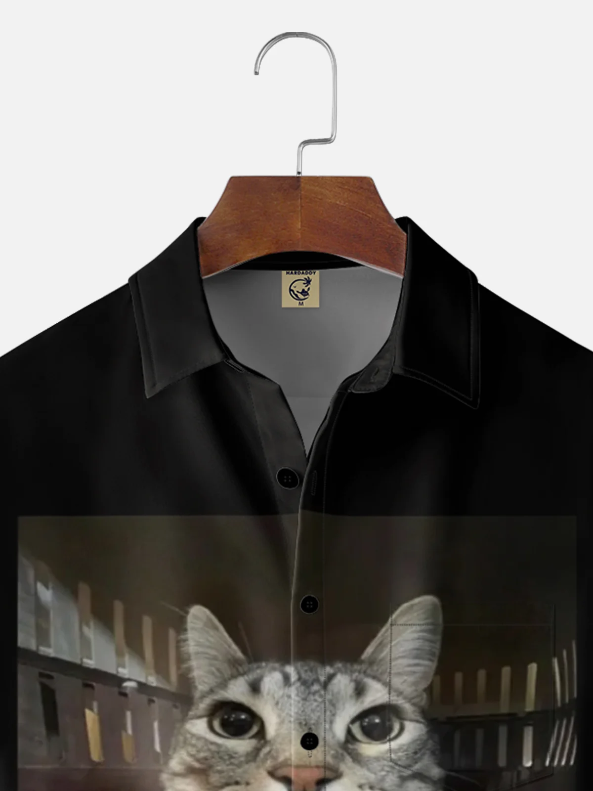 Moisture Wicking Fun Cat Chest Pocket Hawaiian Shirt