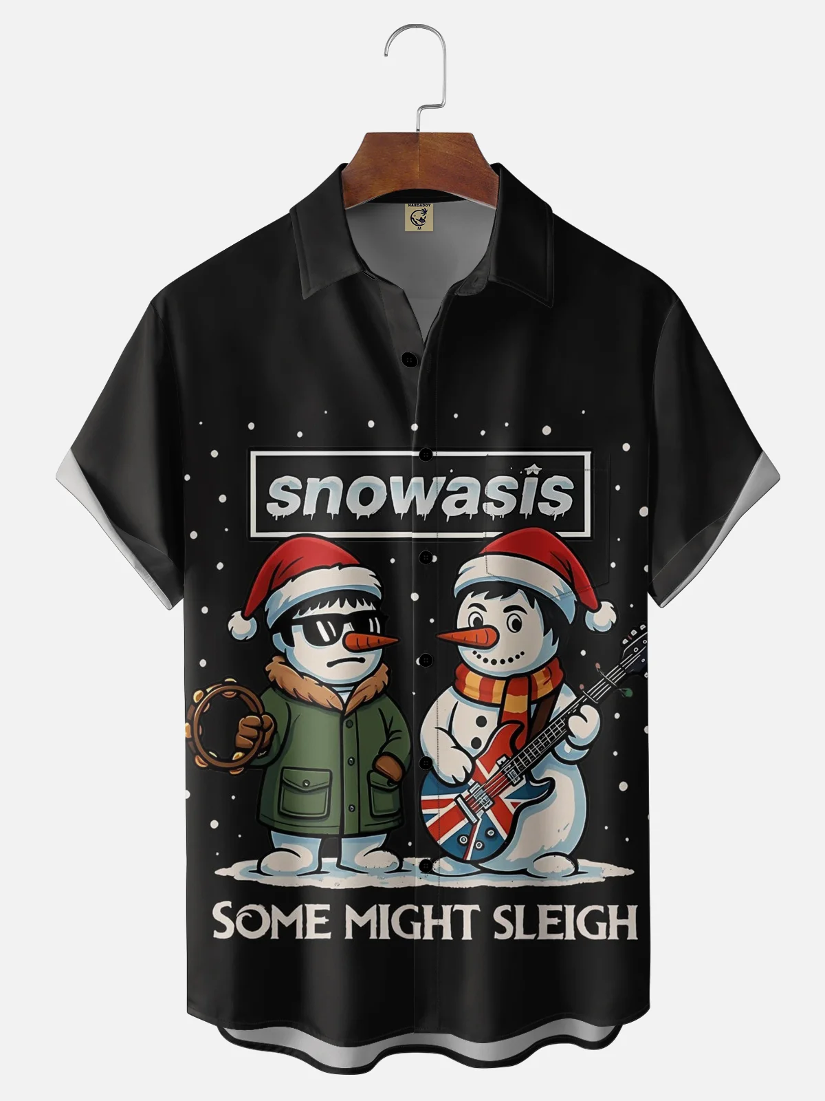 Moisture-wicking Christmas Music Snowasis Chest Pocket Casual Shirt