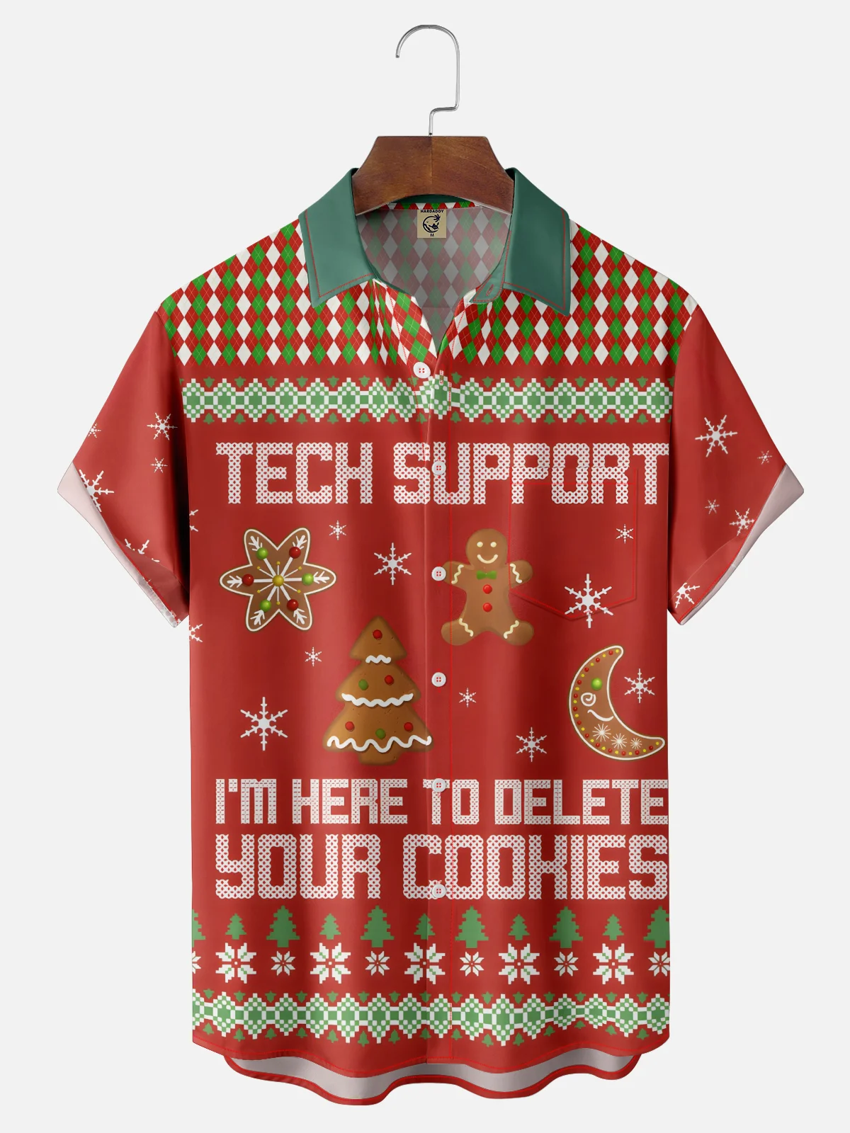 Tall Size Moisture-wicking Christmas Tech Support Computer Programmer Chest Pocket Casual Shirt
