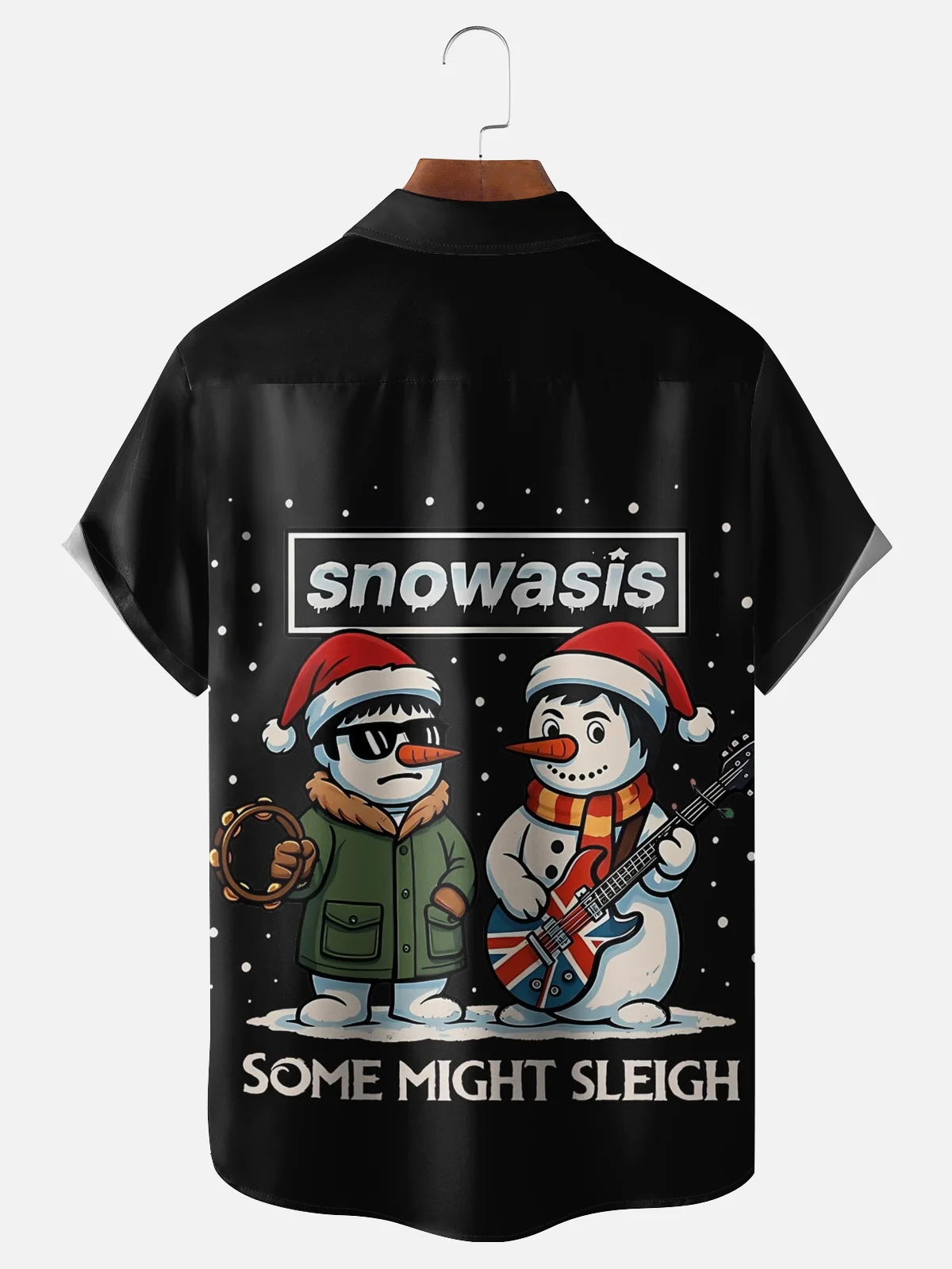 Moisture-wicking Christmas Music Snowasis Chest Pocket Casual Shirt