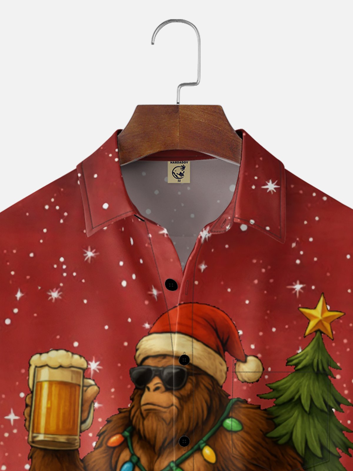 Moisture Wicking Christmas Beer Bigfoot Chest Pocket Hawaiian Shirt