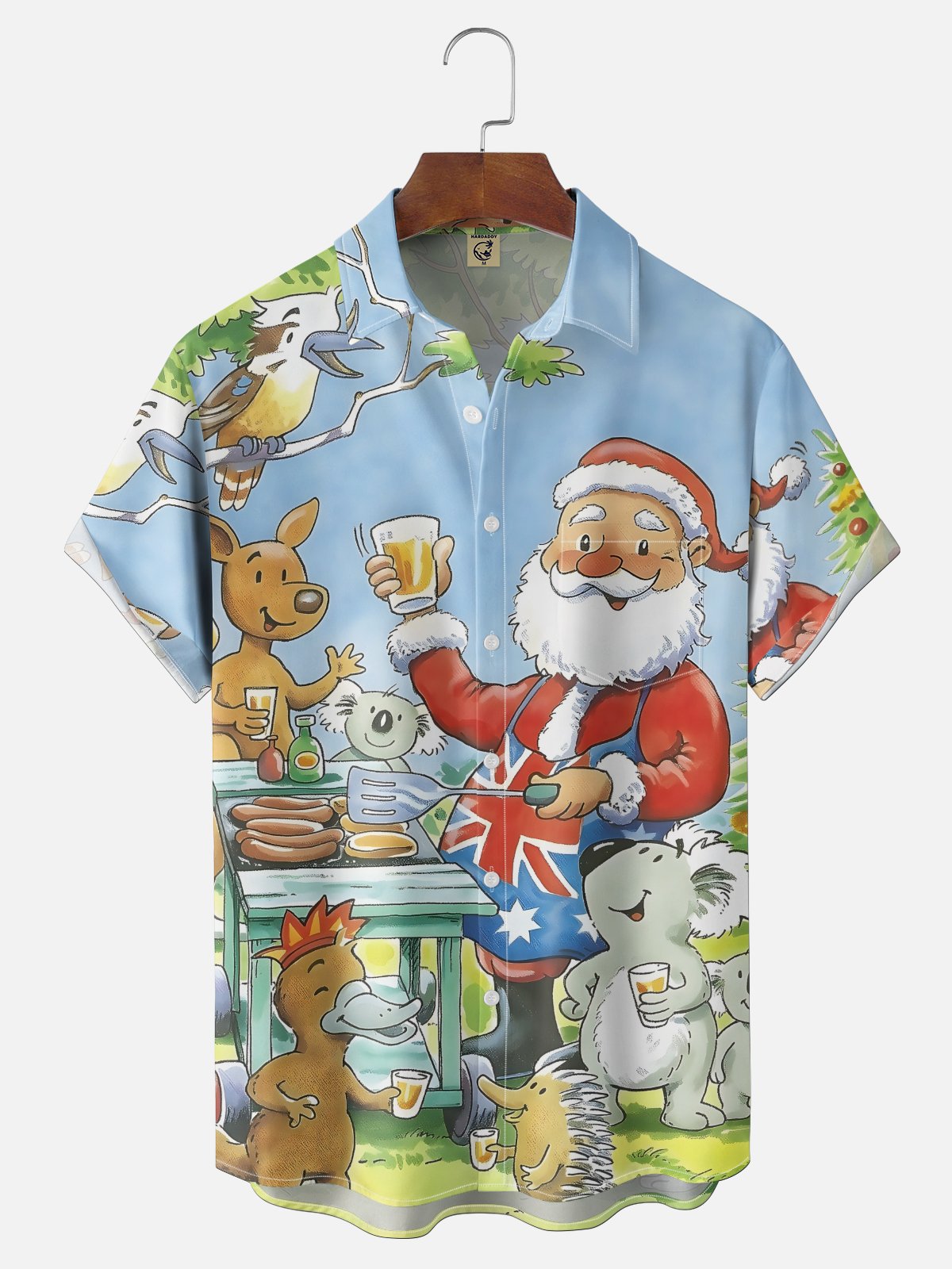 Moisture-wicking Christmas Australia Santa Chest Pocket Casual Shirt
