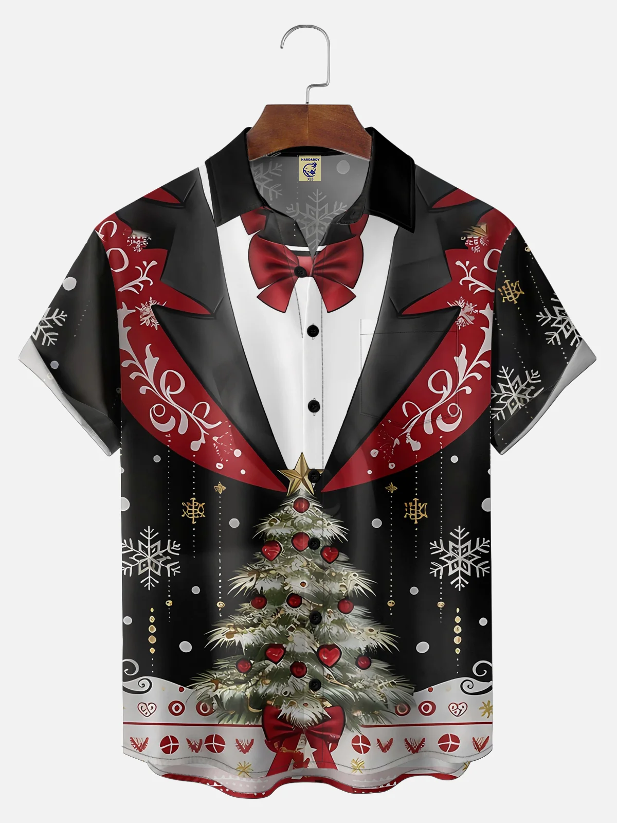 Big Size Moisture-wicking Christmas Santa Claus Chest Pocket Ugly Shirt