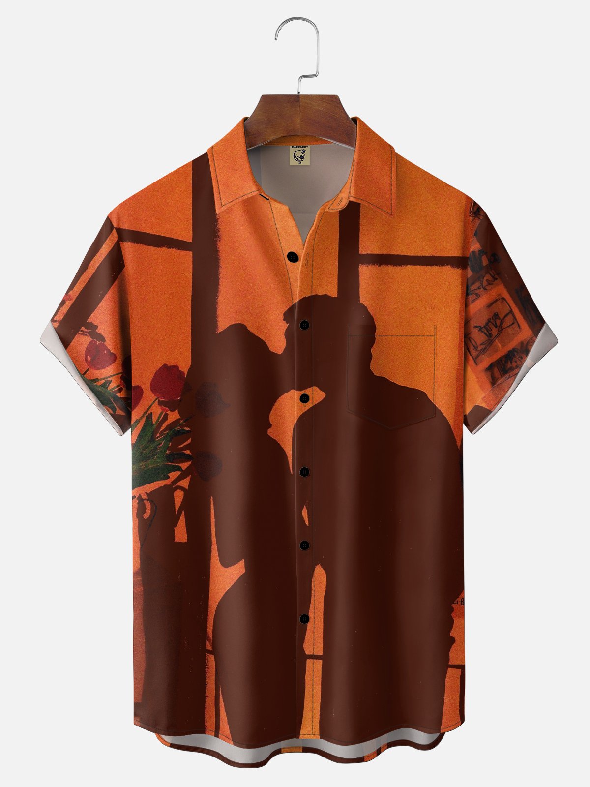 Moisture-wicking Valentine's Day Art Print Chest Pocket Casual Shirt