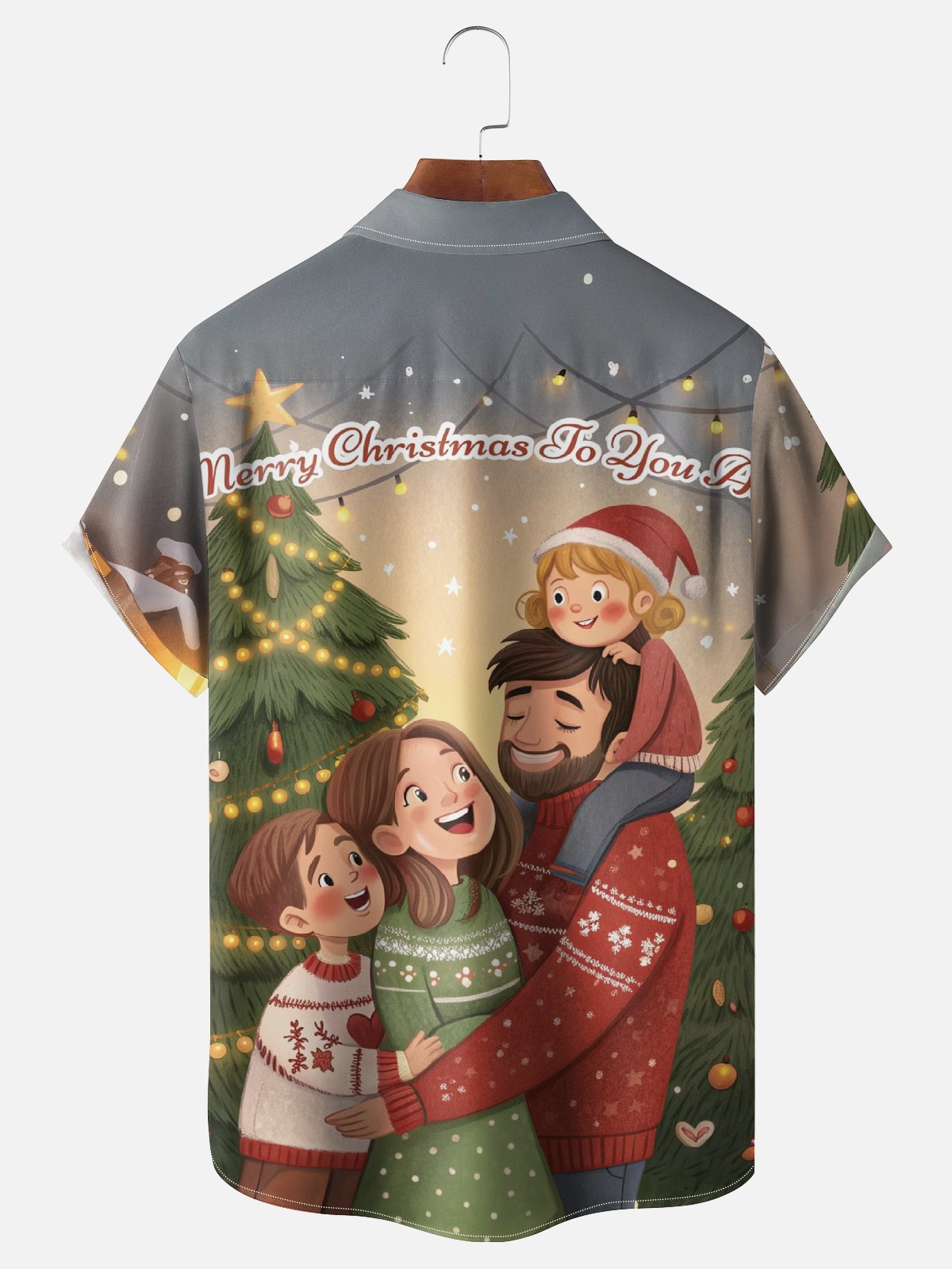 Moisture-wicking Christmas Family Fun Tree Chest Pocket Casual Shirt