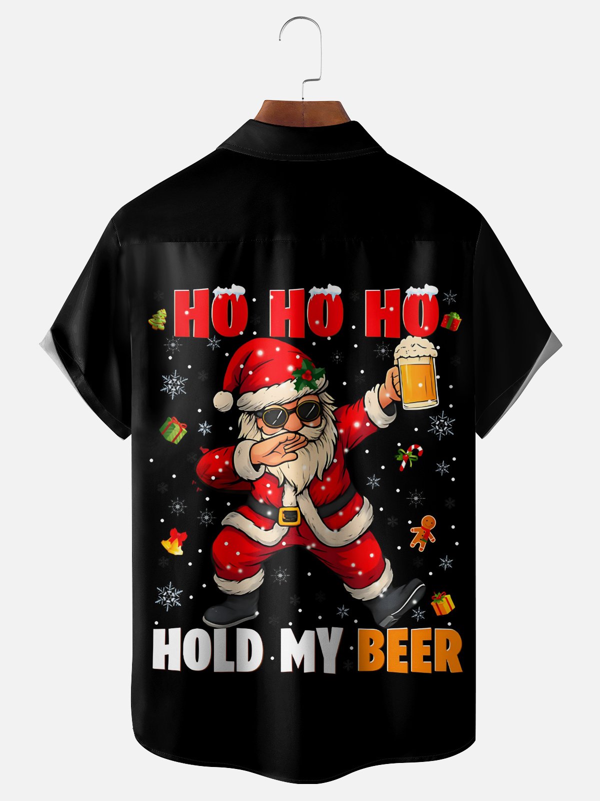 Moisture Wicking Beer Merry Christmas Chest Pocket Holiday Shirt