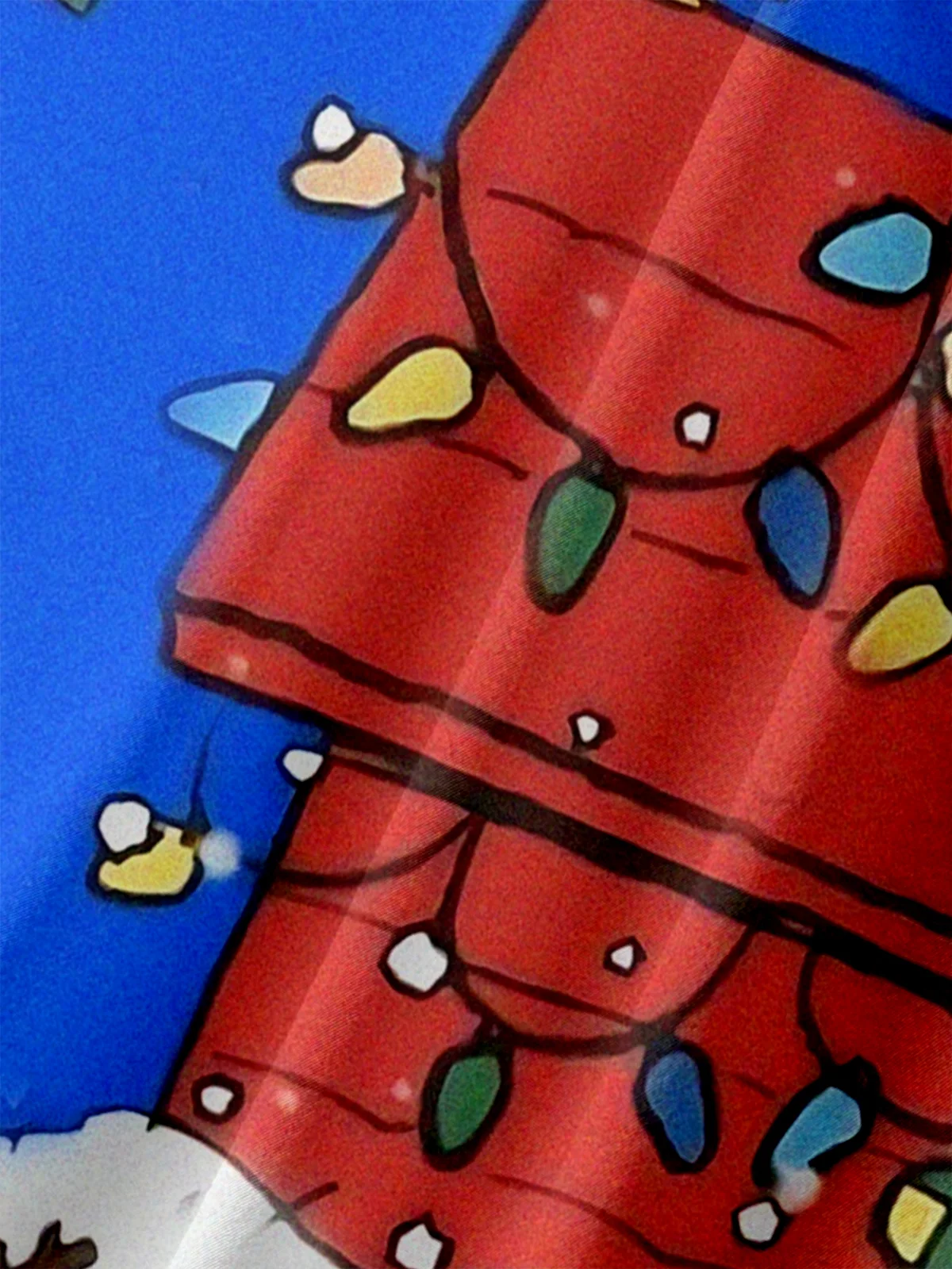 Big Size Moisture-wicking Christmas Red House Christmas Tree Fun Chest Pocket Casual Shirt