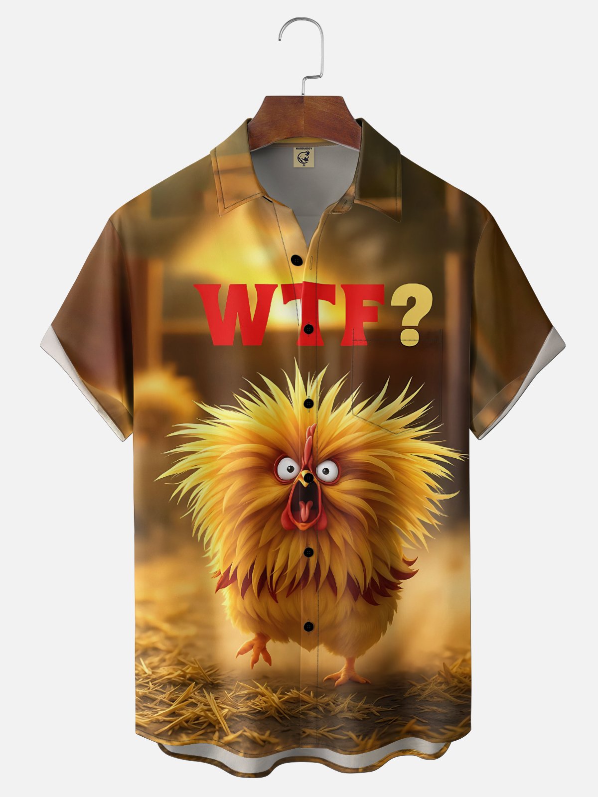 Moisture Wicking Fun Chicken Chest Pocket Holiday Shirt