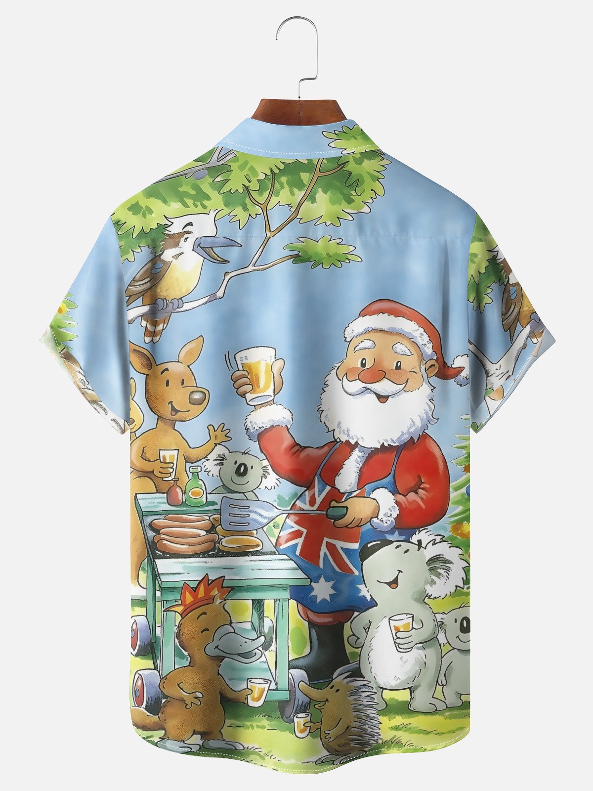 Moisture-wicking Christmas Australia Santa Chest Pocket Casual Shirt