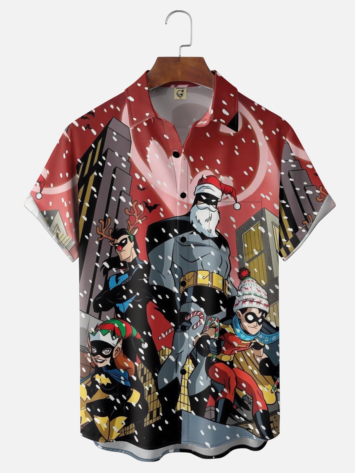 Moisture Wicking Superhero Santa Hat Chest Pocket Holiday Shirt