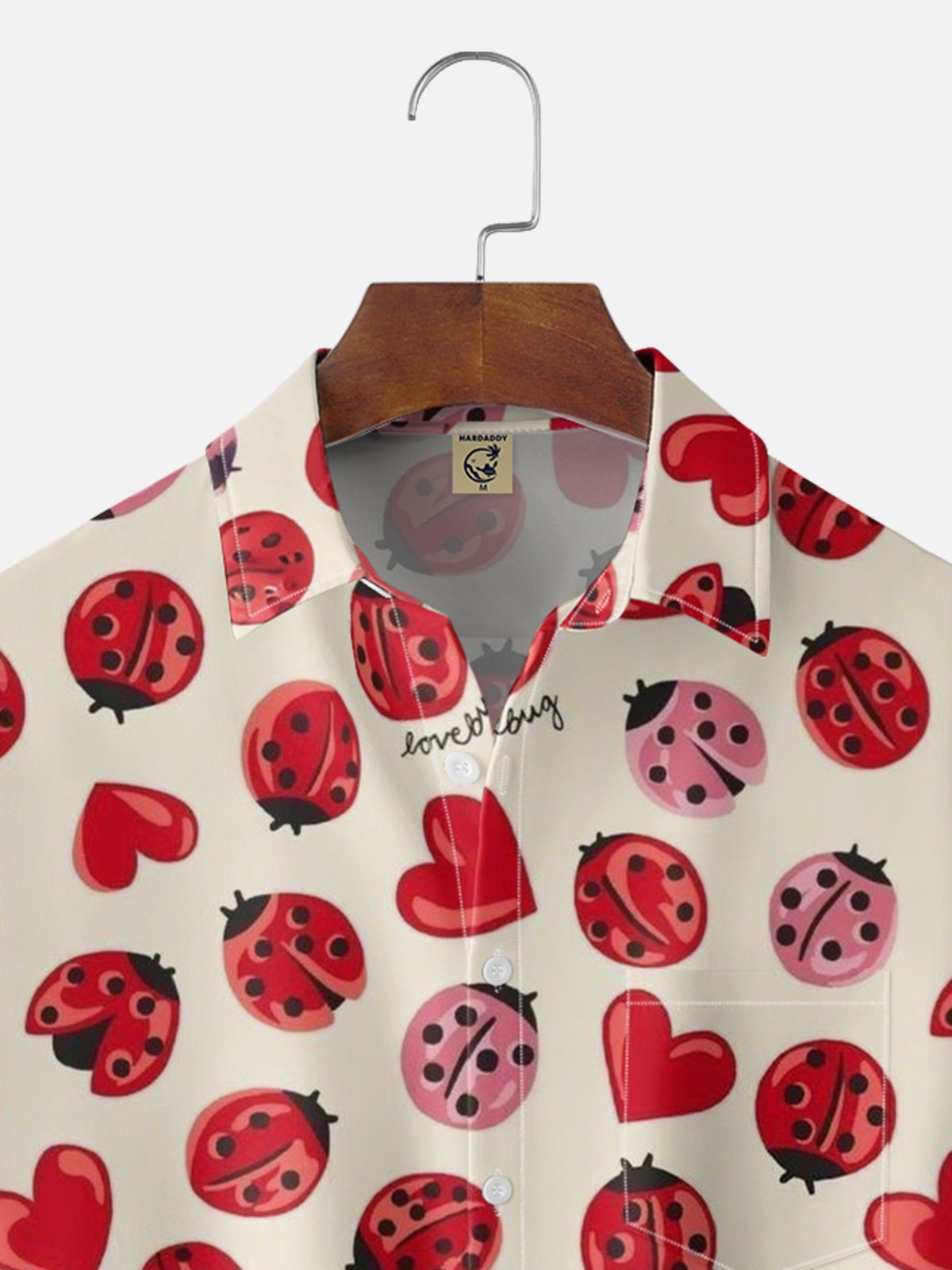 Moisture-wicking Love Bug Valentine Chest Pocket Casual Shirt