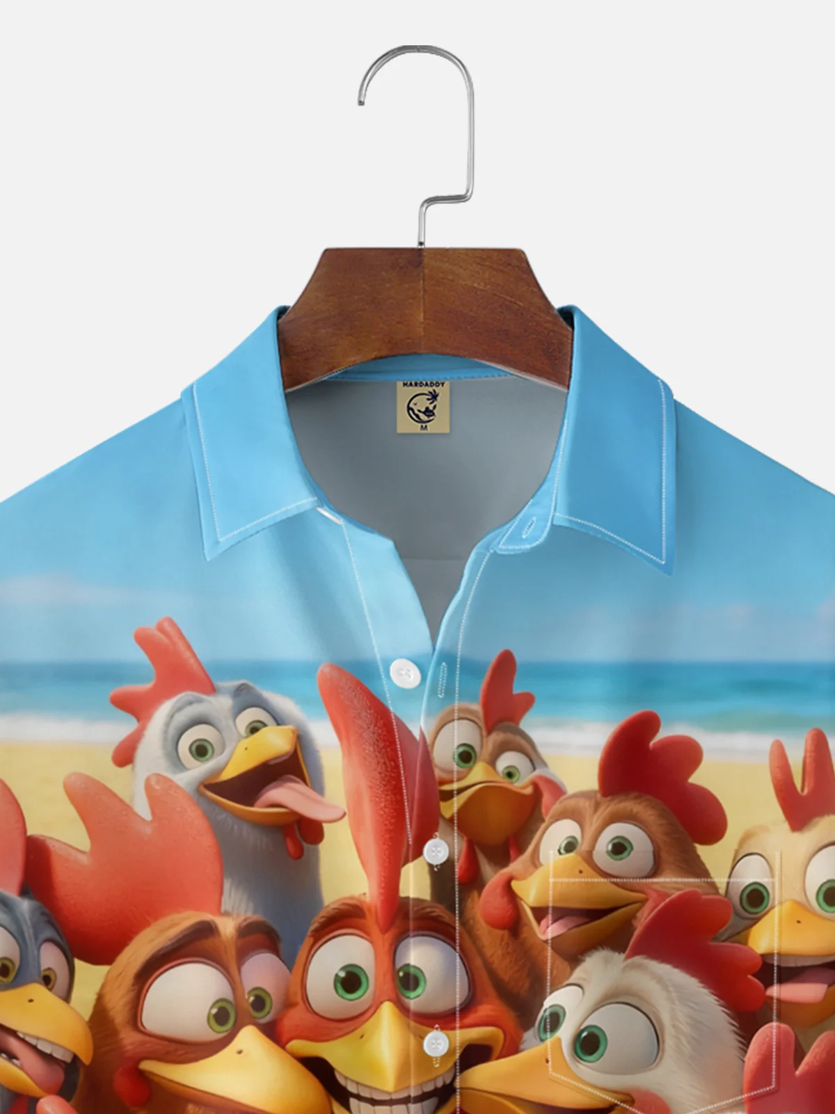 Moisture Wicking Fun Selfie Beach Chicken Chest Pocket Holiday Shirt