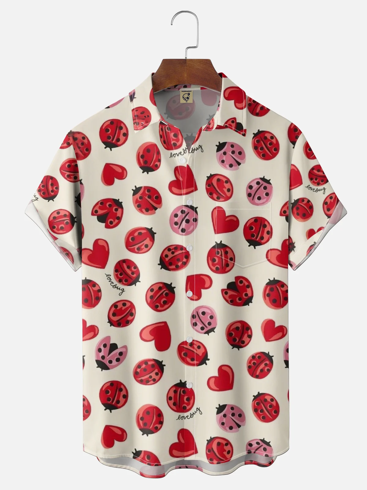 Moisture-wicking Love Bug Valentine Chest Pocket Casual Shirt