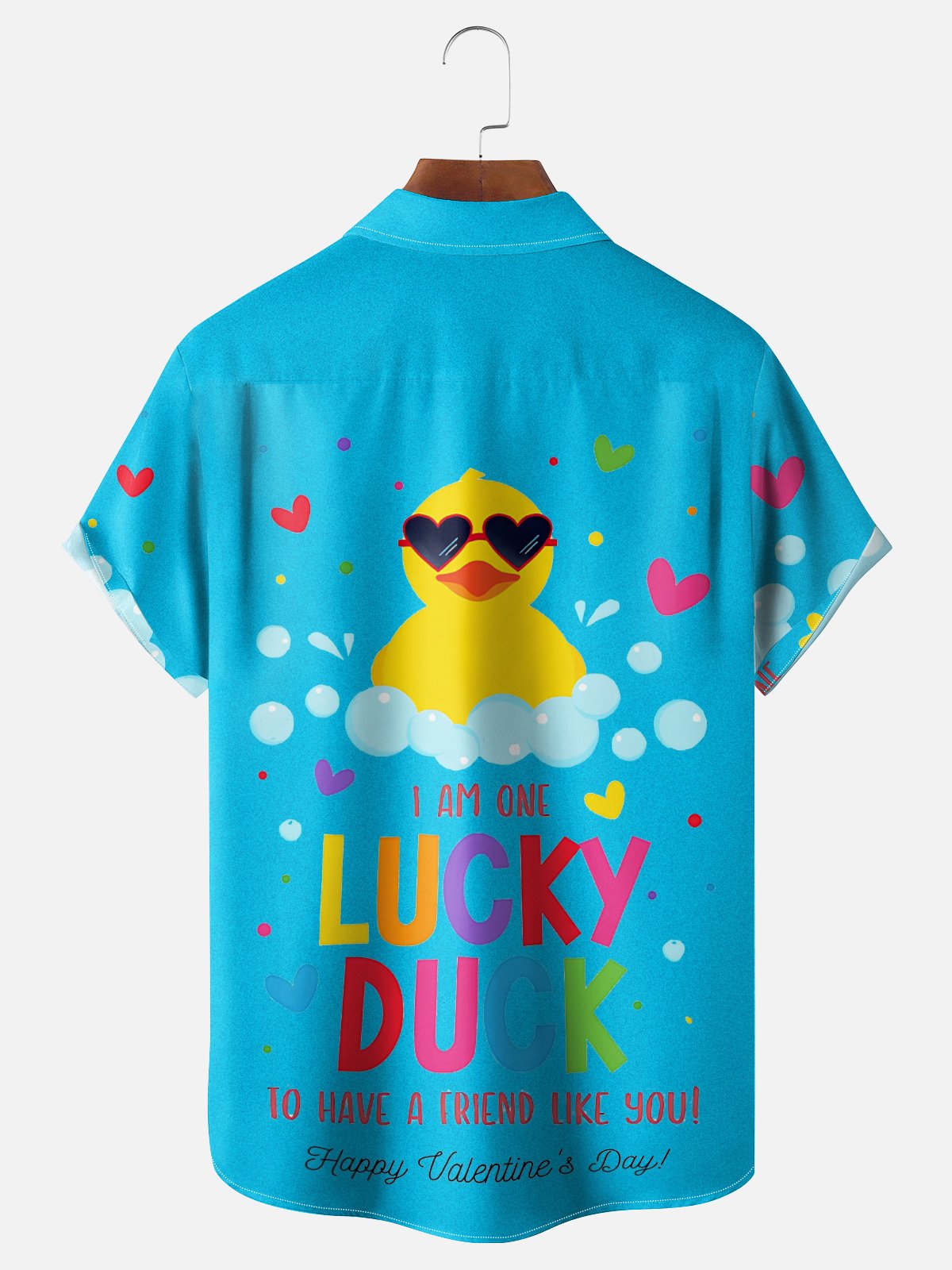 Moisture-wicking Valentine Lucky Duck Chest Pocket Casual Shirt