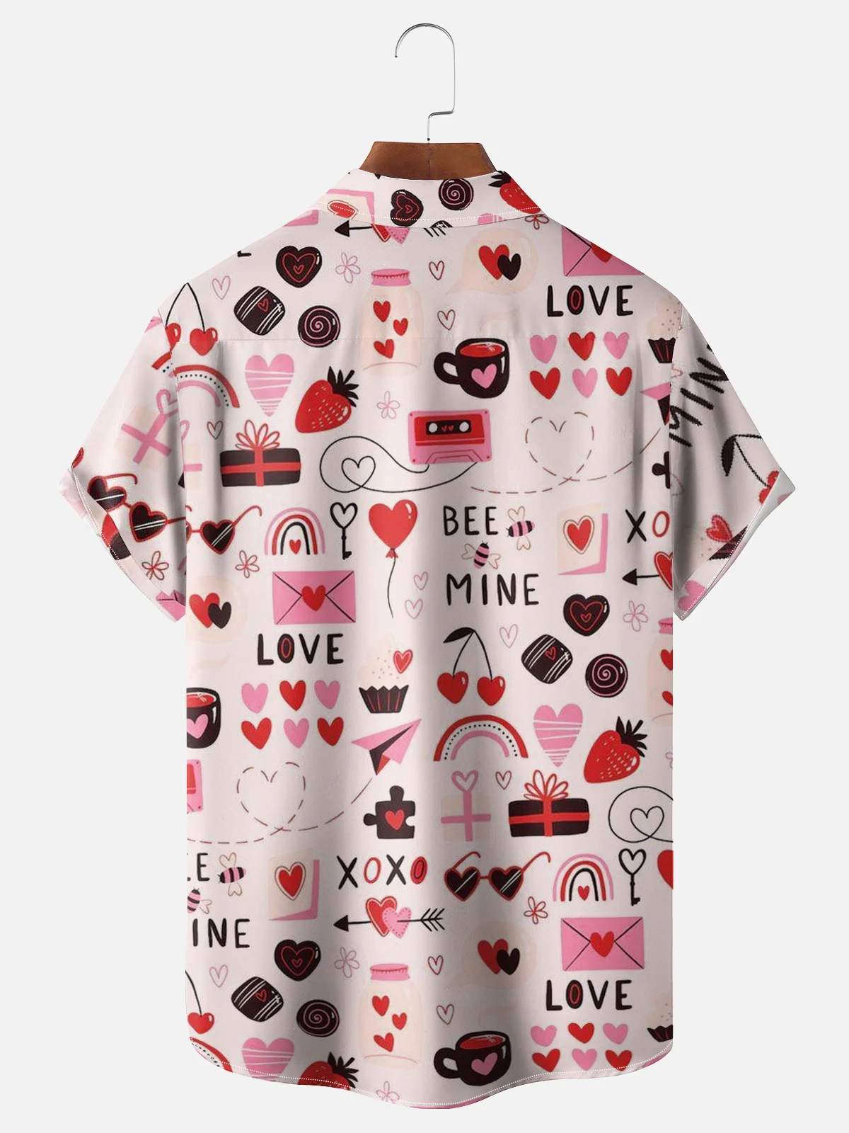 Moisture-wicking Valentine‘s Day Bee Mine Love Chest Pocket Casual Shirt