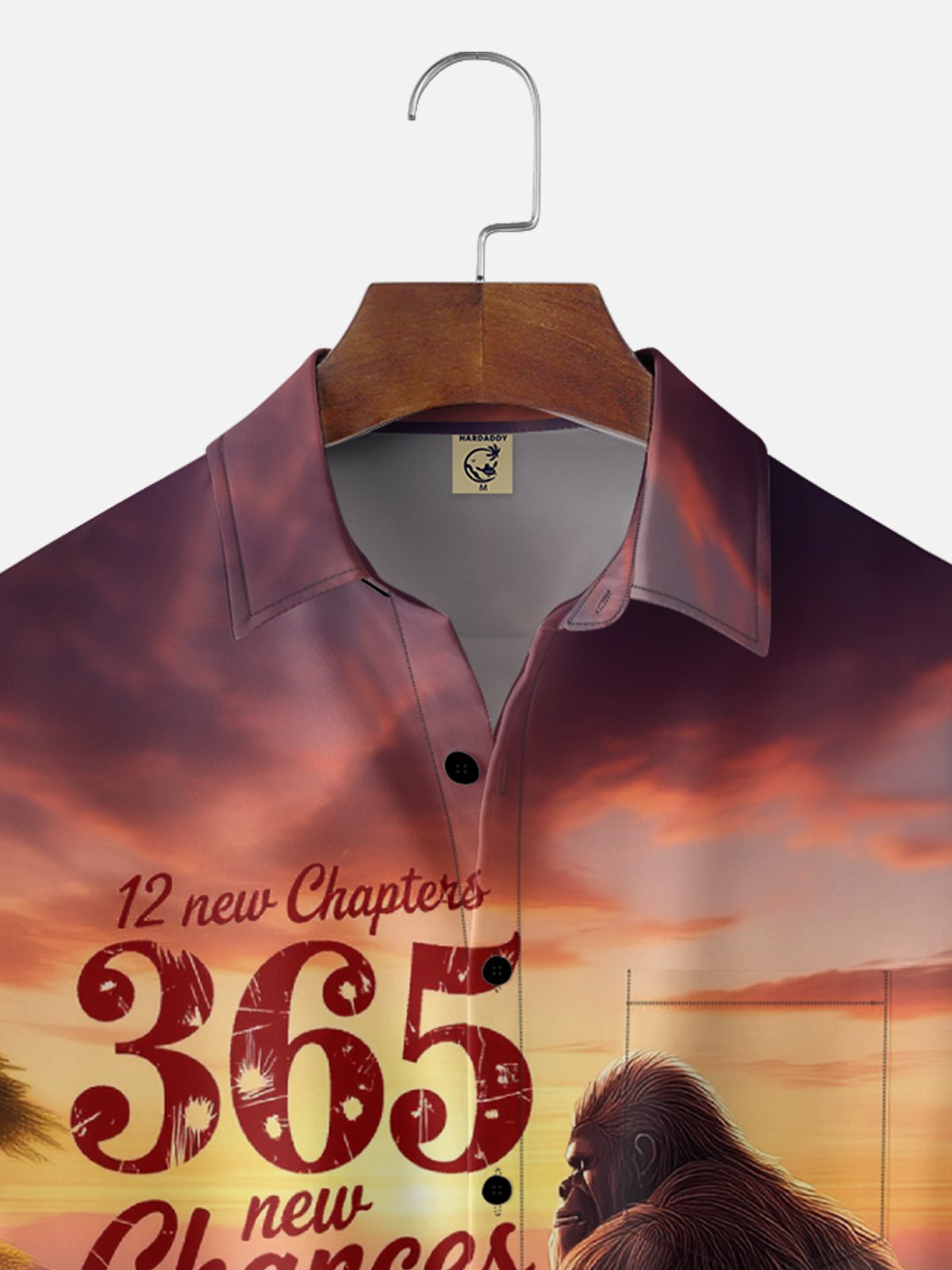 Moisture Wicking Fun New Year Bigfoot Chest Pocket Holiday Shirt